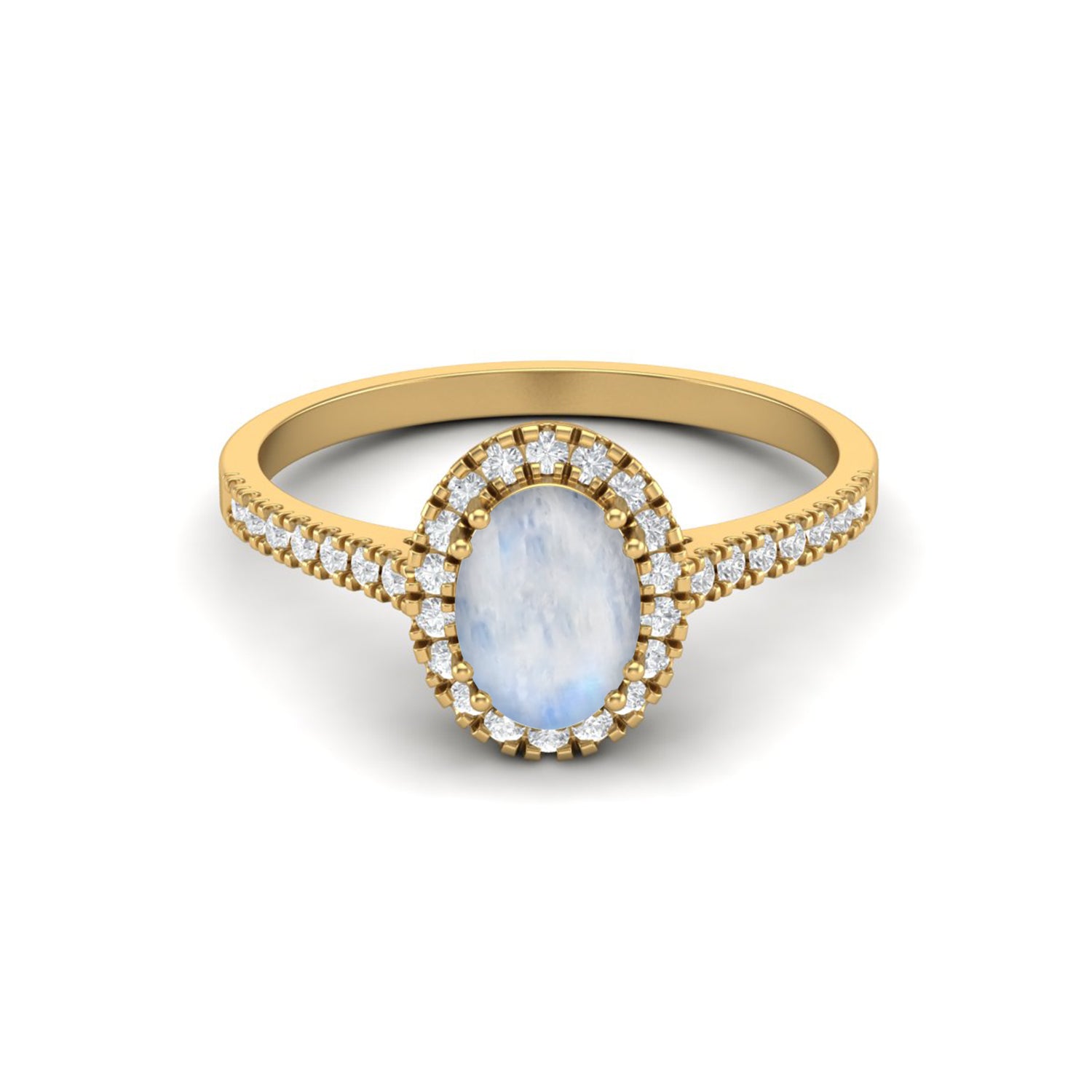 Classic Halo Design Moonstone Ring – Sterling Silver
