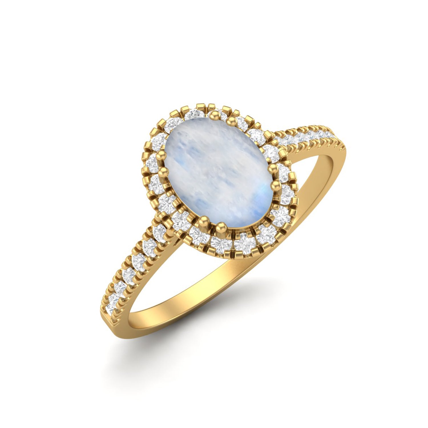 Classic Halo Design Moonstone Ring – Sterling Silver
