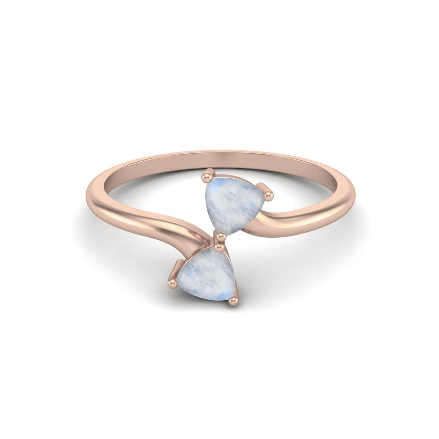 Moonstone Bypass Modern Design Ring - Sterling Silver