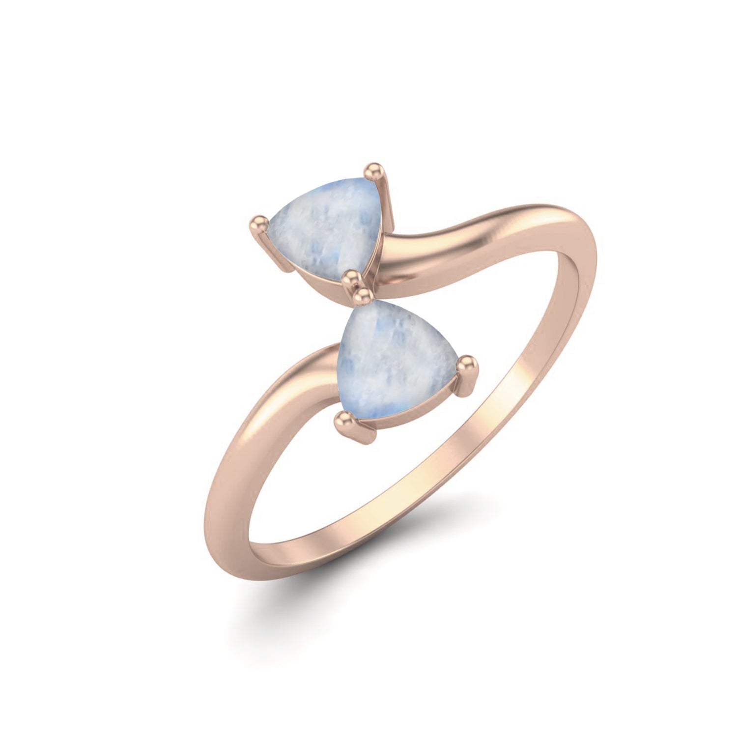 Moonstone Bypass Modern Design Ring - Sterling Silver