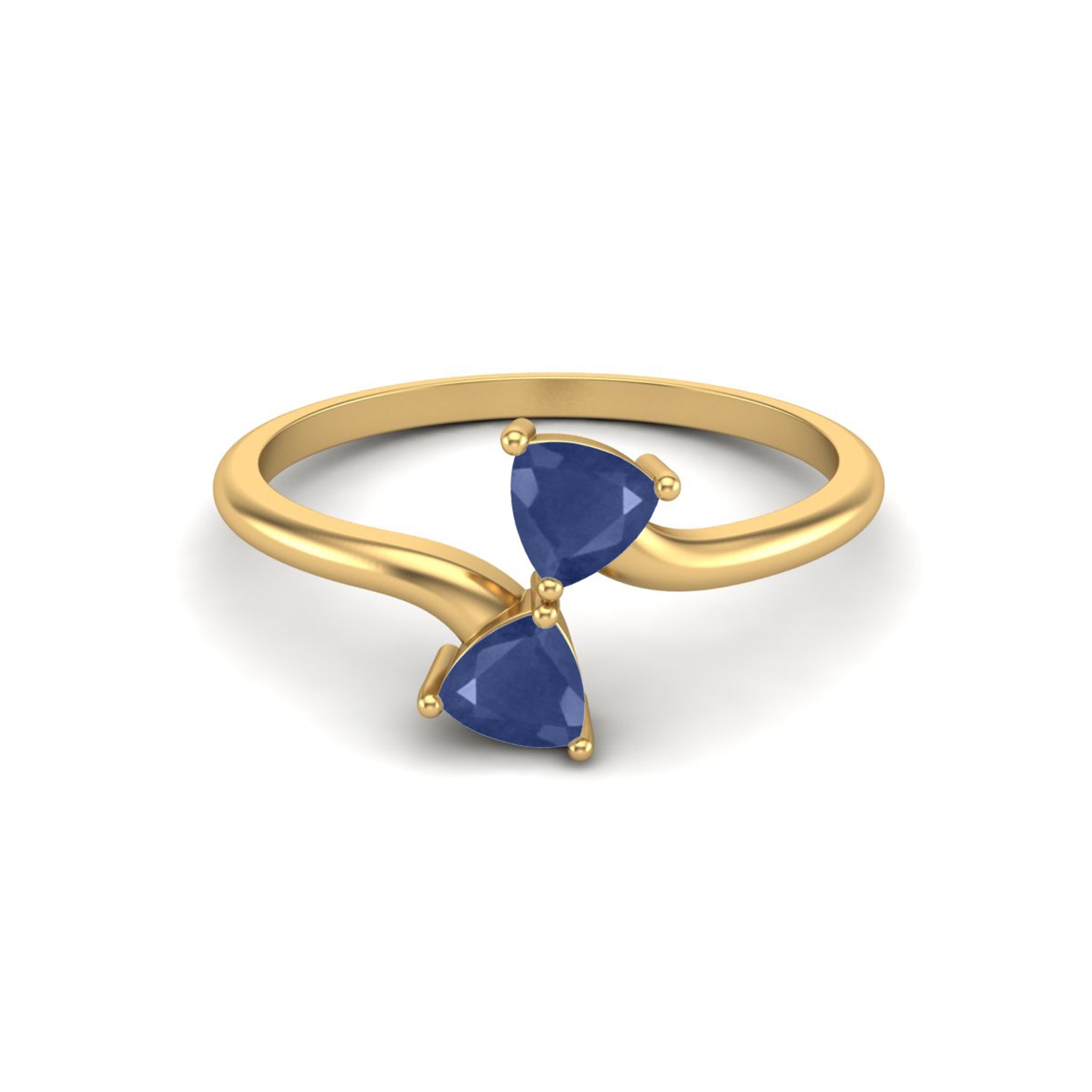 Blue Sapphire Duo Stone Bypass Ring – Sterling Silver