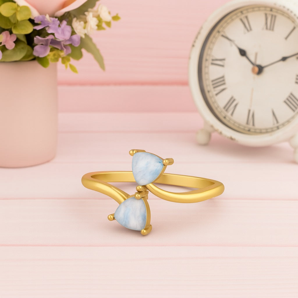 Moonstone Bypass Modern Design Ring - Sterling Silver