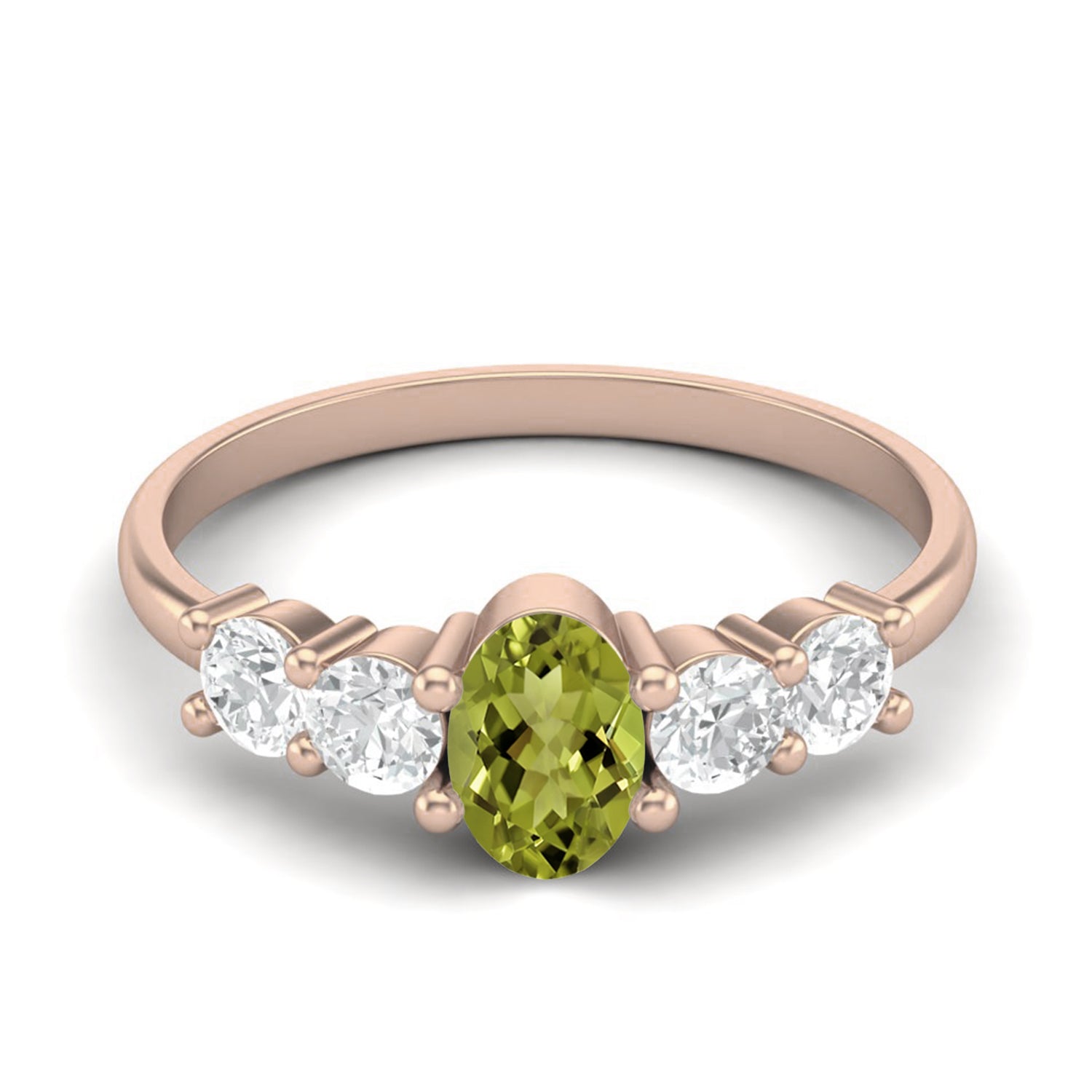 Anello conico con cinque pietre in peridoto – Argento Sterling
