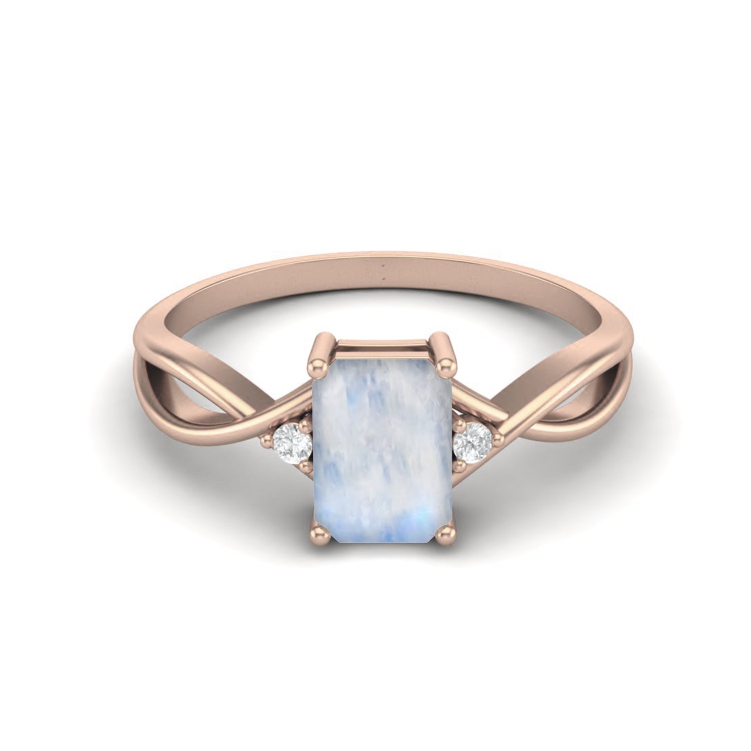 Moonstone Infinity Twist Design Ring - Sterling Silver