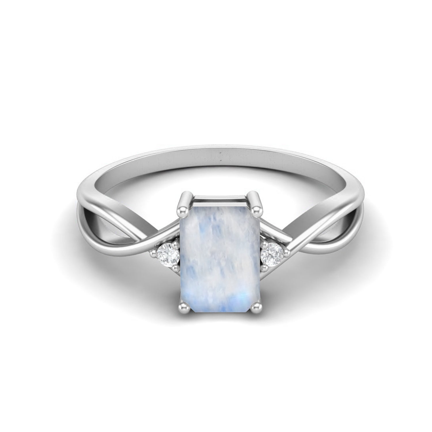 Moonstone Infinity Twist Design Ring - Sterling Silver