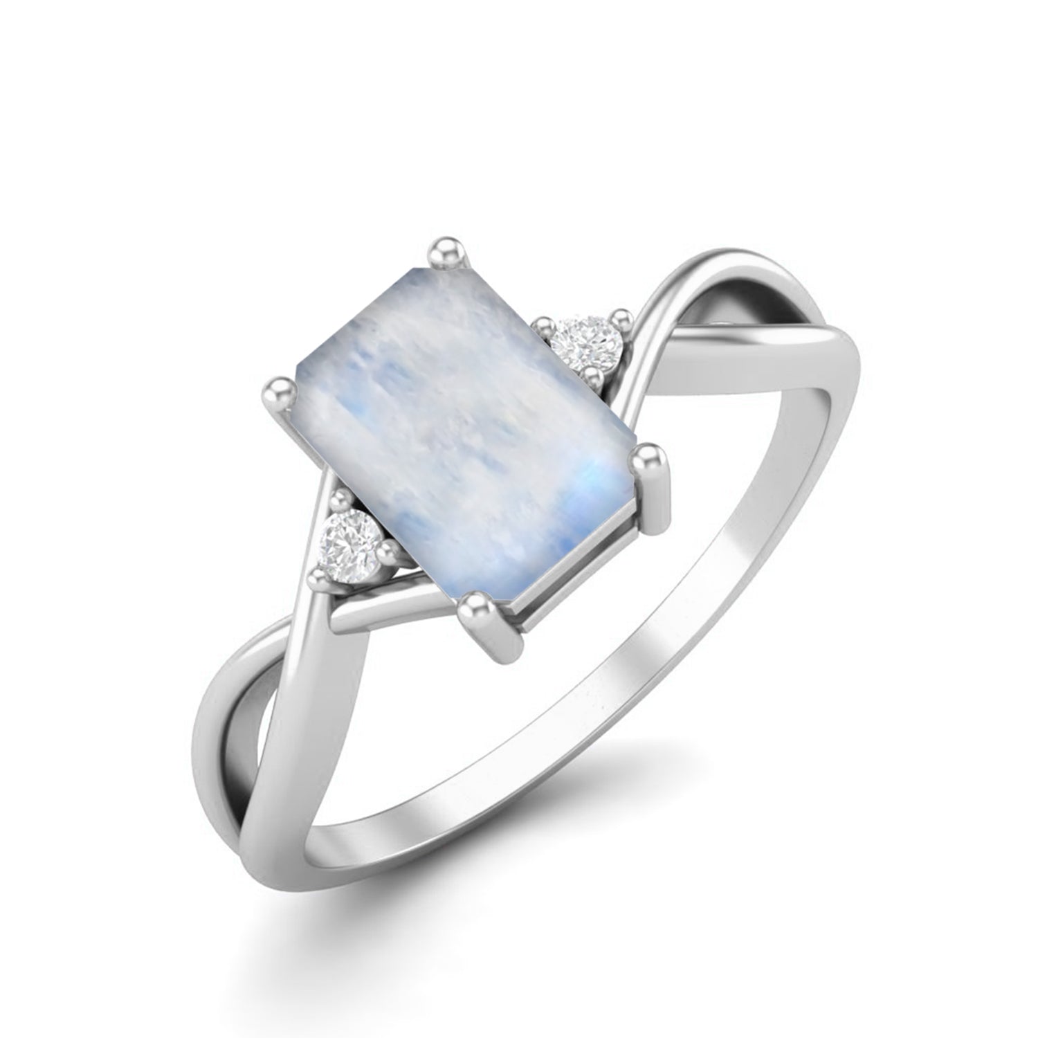 Moonstone Infinity Twist Design Ring - Sterling Silver