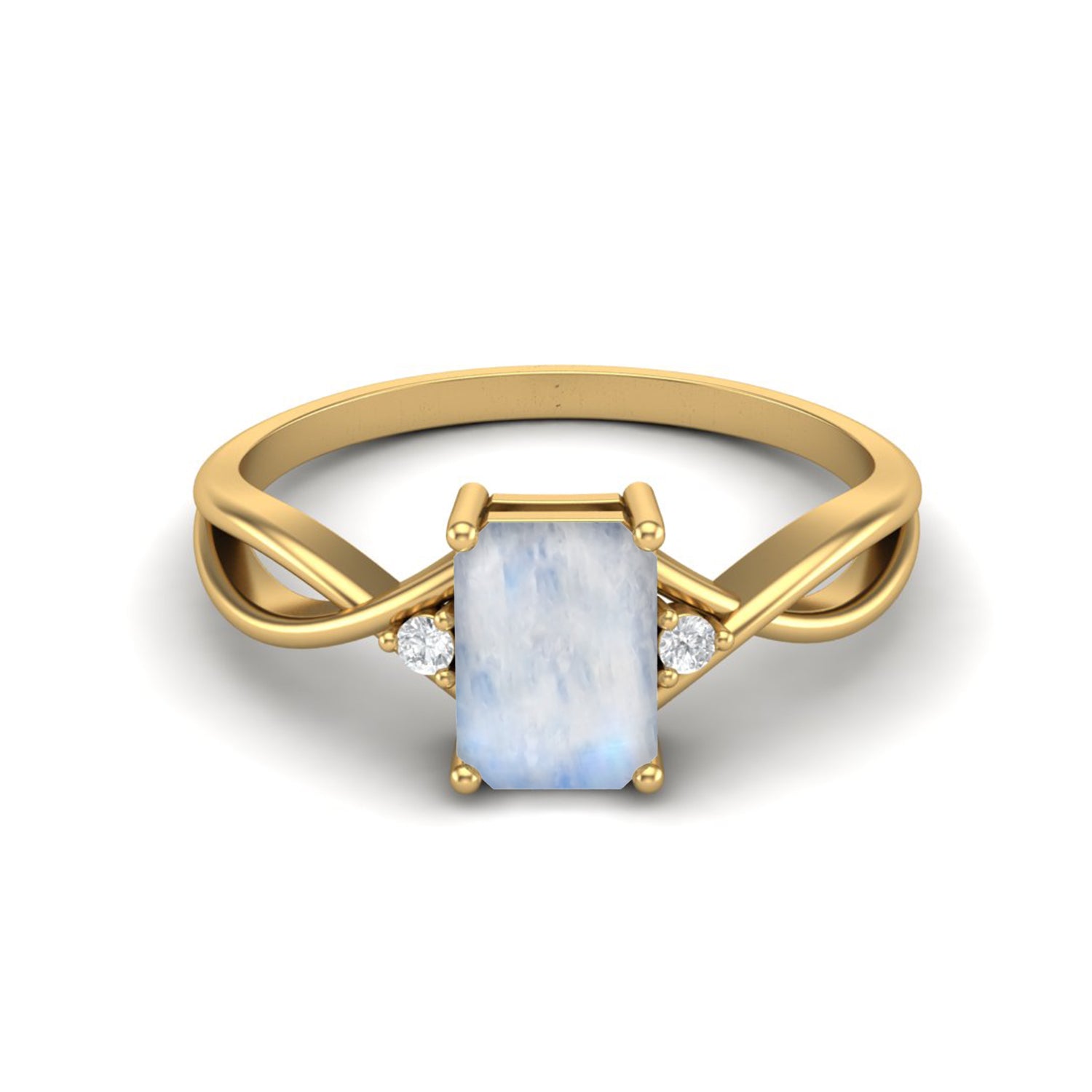 Moonstone Infinity Twist Design Ring - Sterling Silver