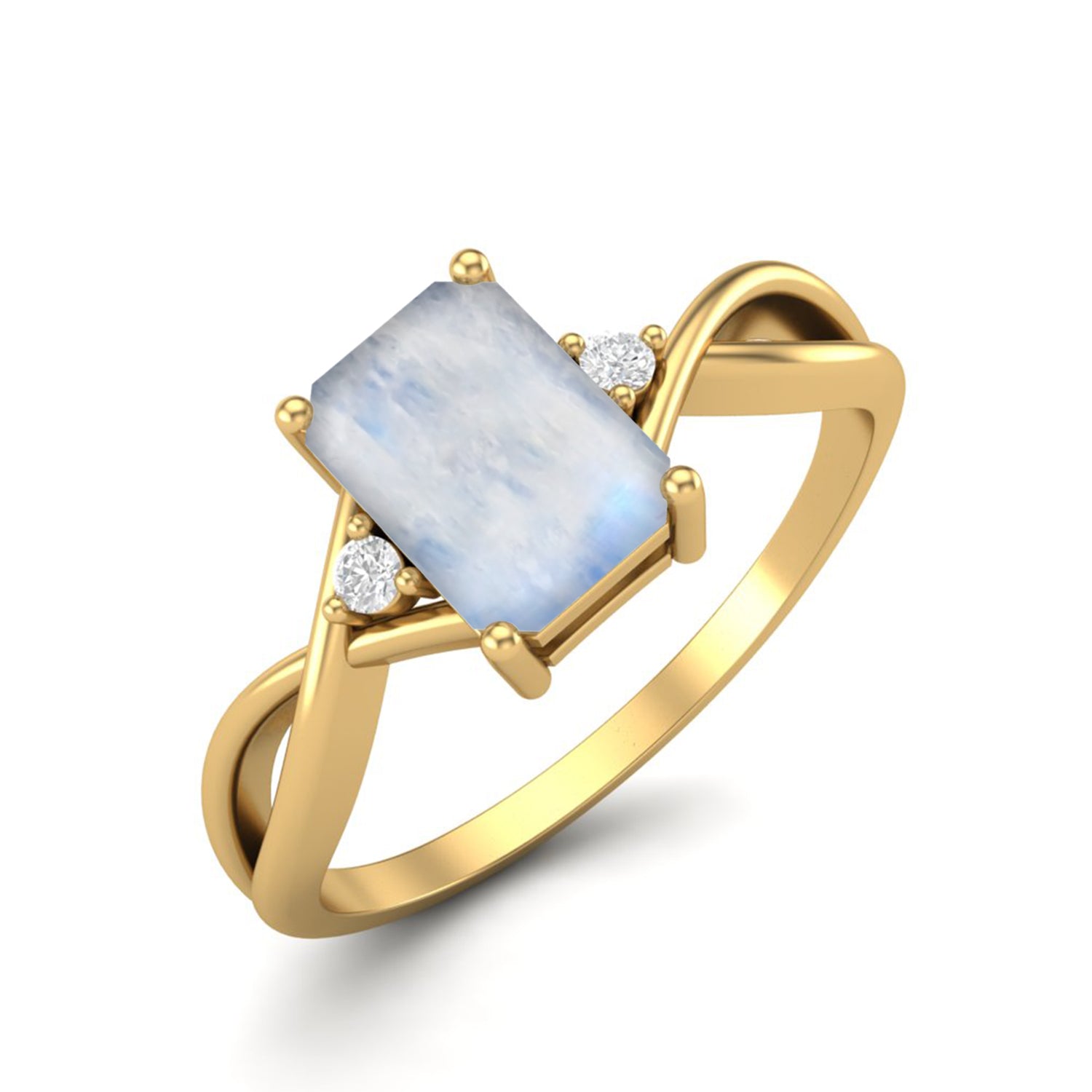 Moonstone Infinity Twist Design Ring - Sterling Silver