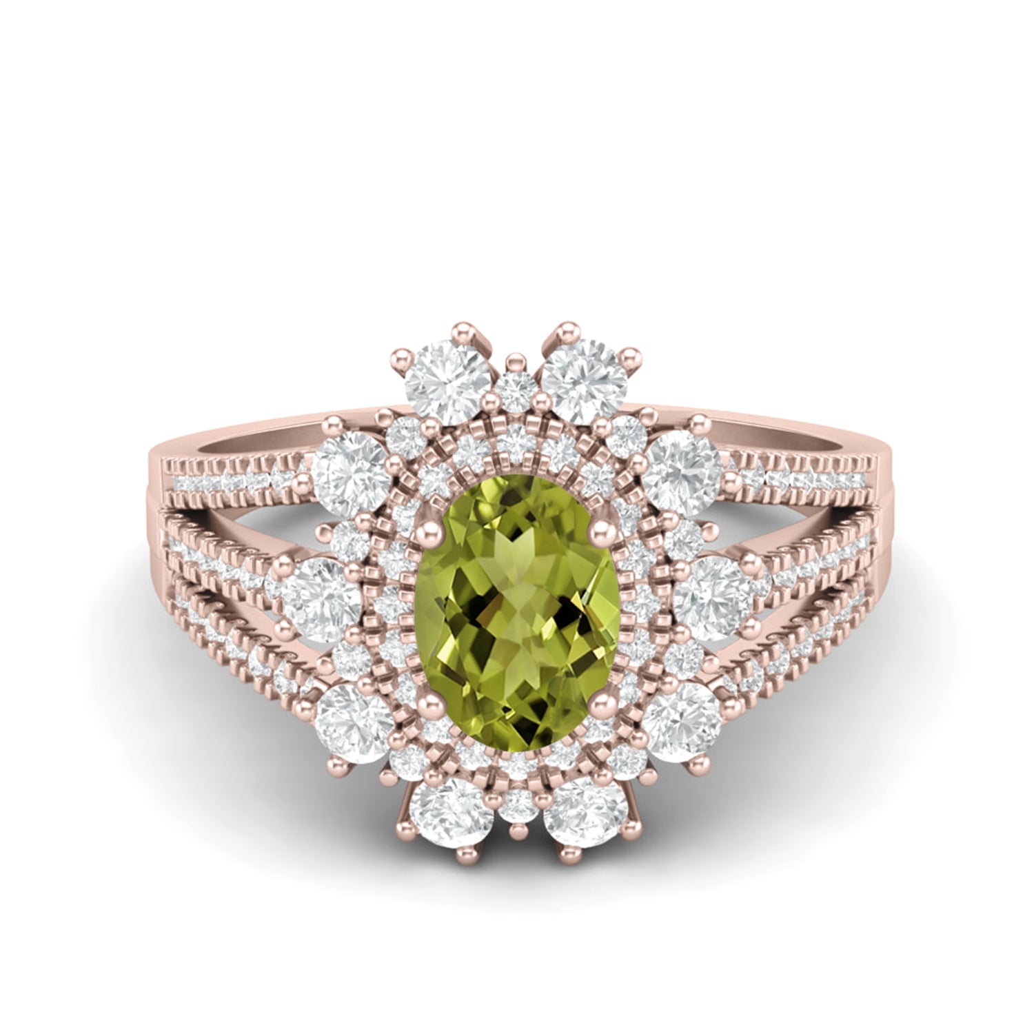 Anello grande a grappolo di peridoto – Argento sterling