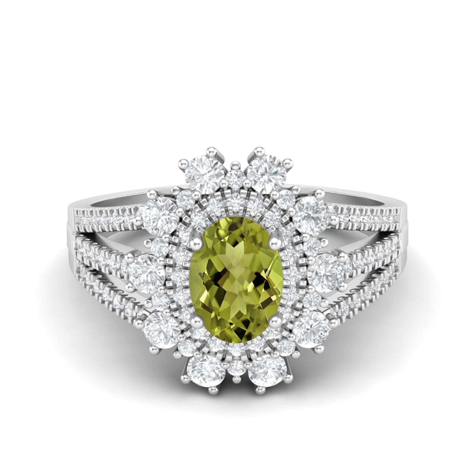 Peridot Grand Cluster Statement Ring – Sterling Silver