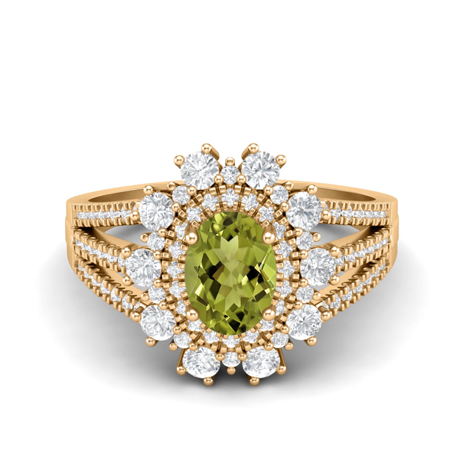 Anello grande a grappolo di peridoto – Argento sterling