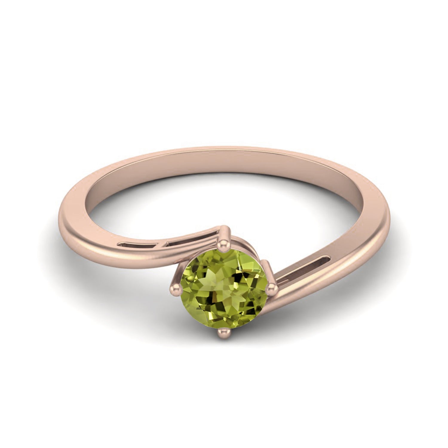 Peridot Modern Bypass Solitaire Design Ring – Sterling Silver