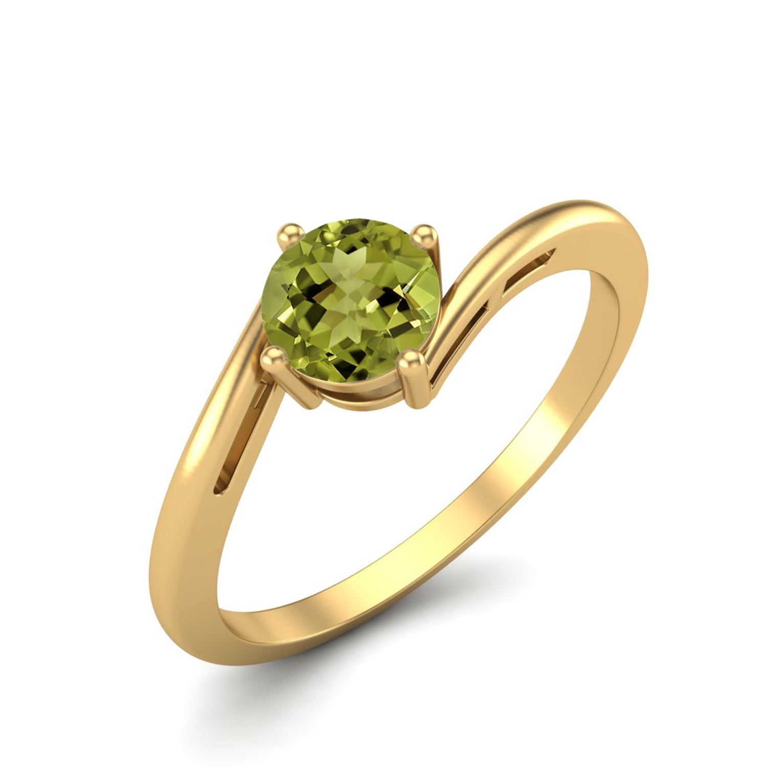 Peridot Modern Bypass Solitaire Design Ring – Sterling Silver