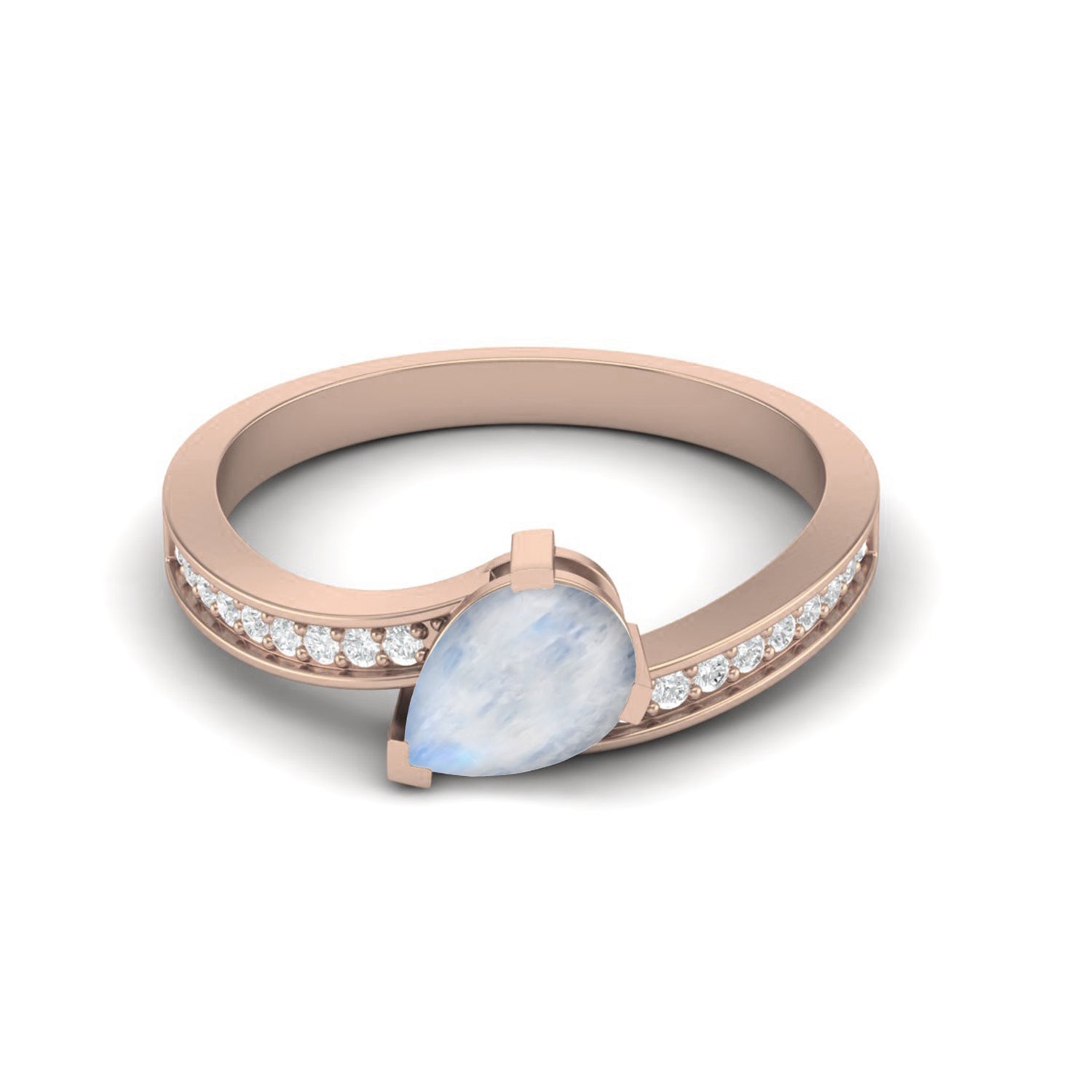 Moonstone Elegant Bypass Band Ring – Sterling Silver