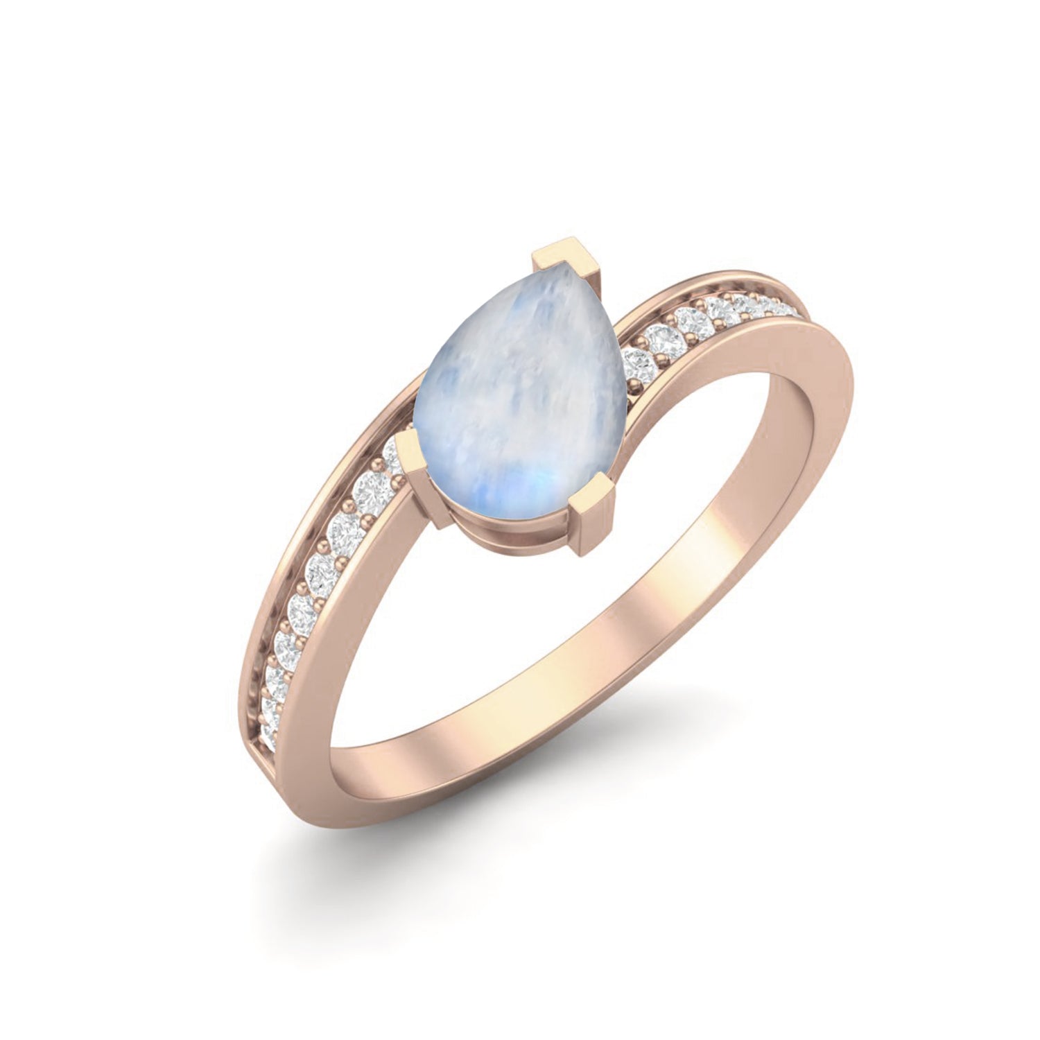 Moonstone Elegant Bypass Band Ring – Sterling Silver