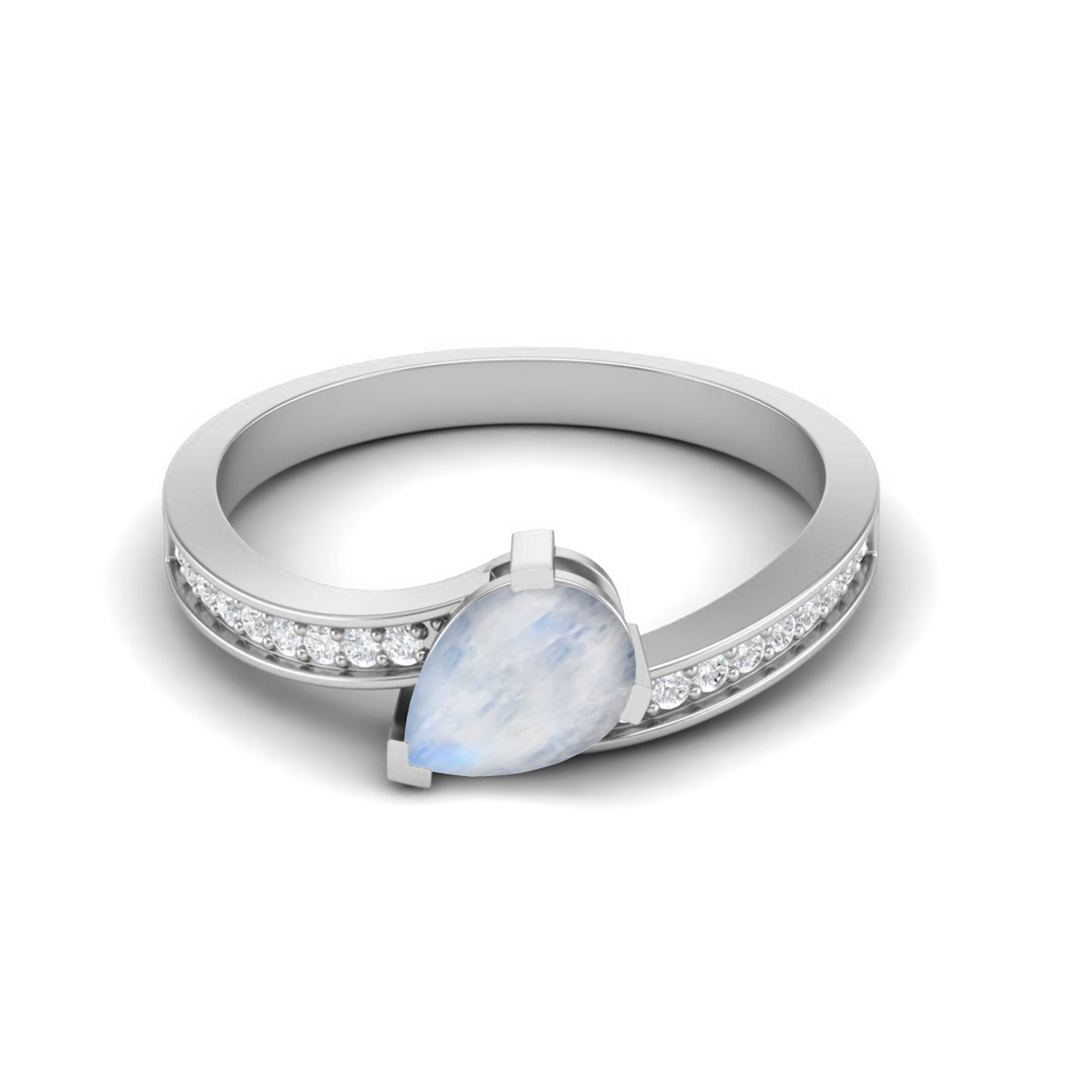 Moonstone Elegant Bypass Band Ring – Sterling Silver