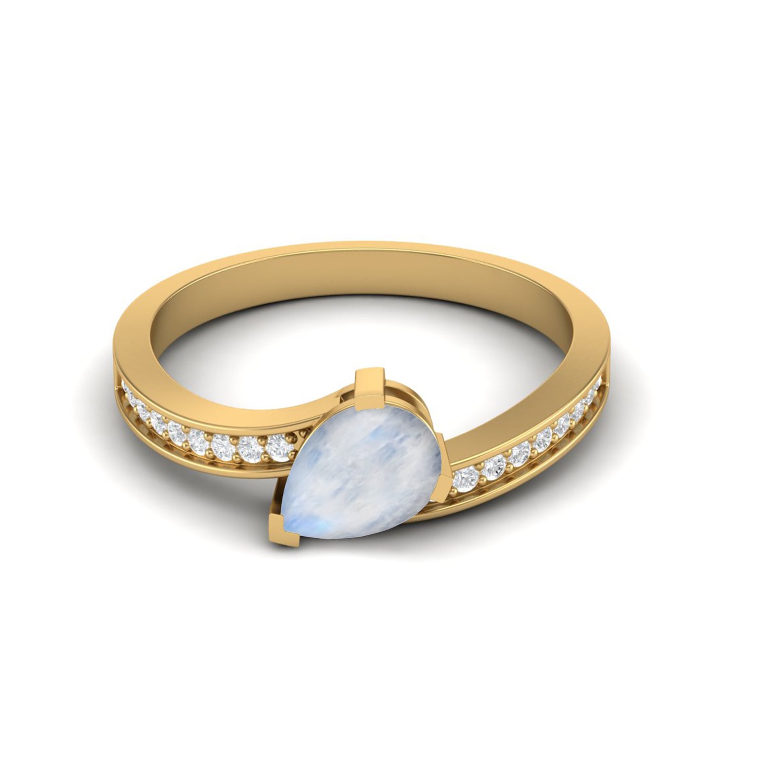 Moonstone Elegant Bypass Band Ring – Sterling Silver