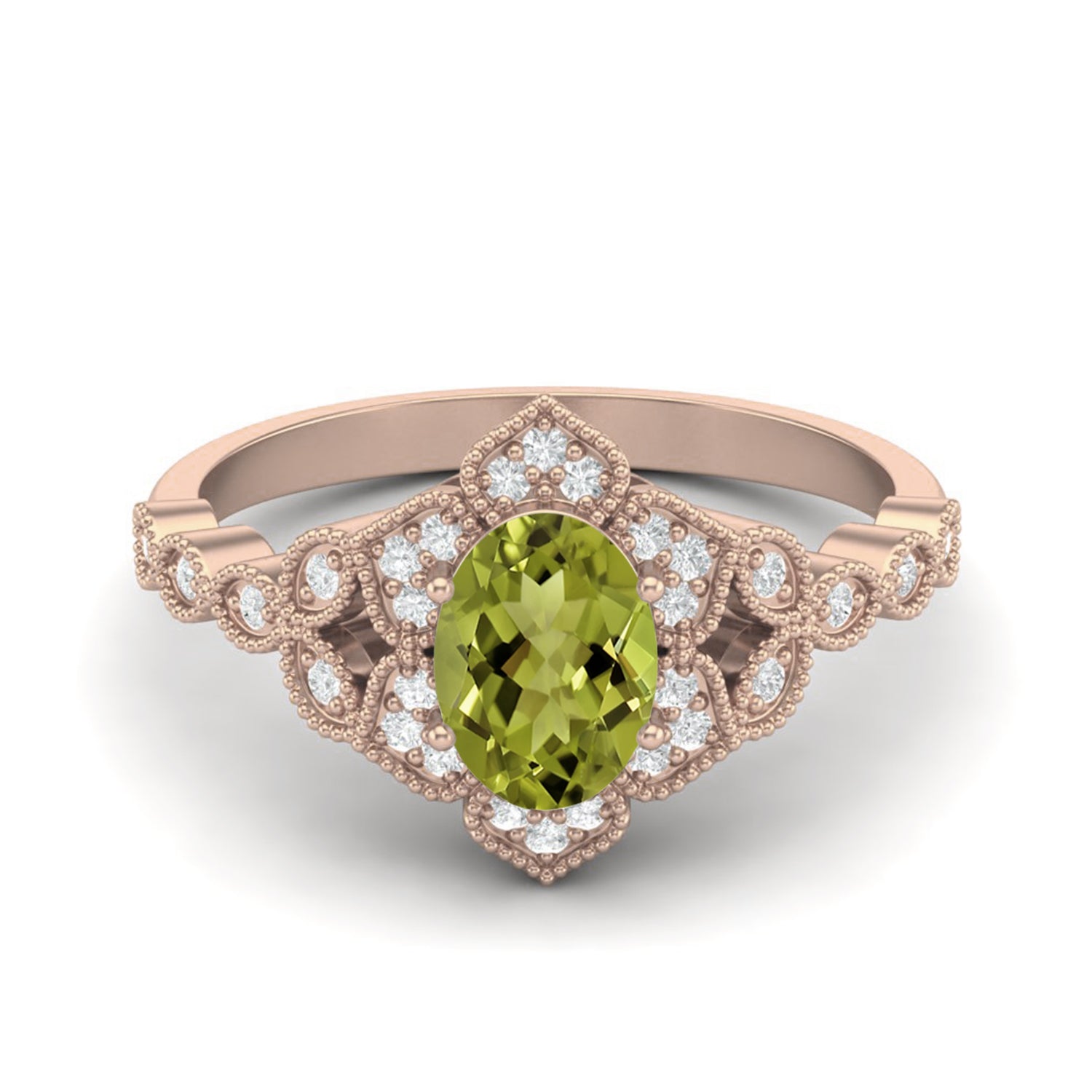 Anello vintage con alone reale in peridoto – Argento sterling