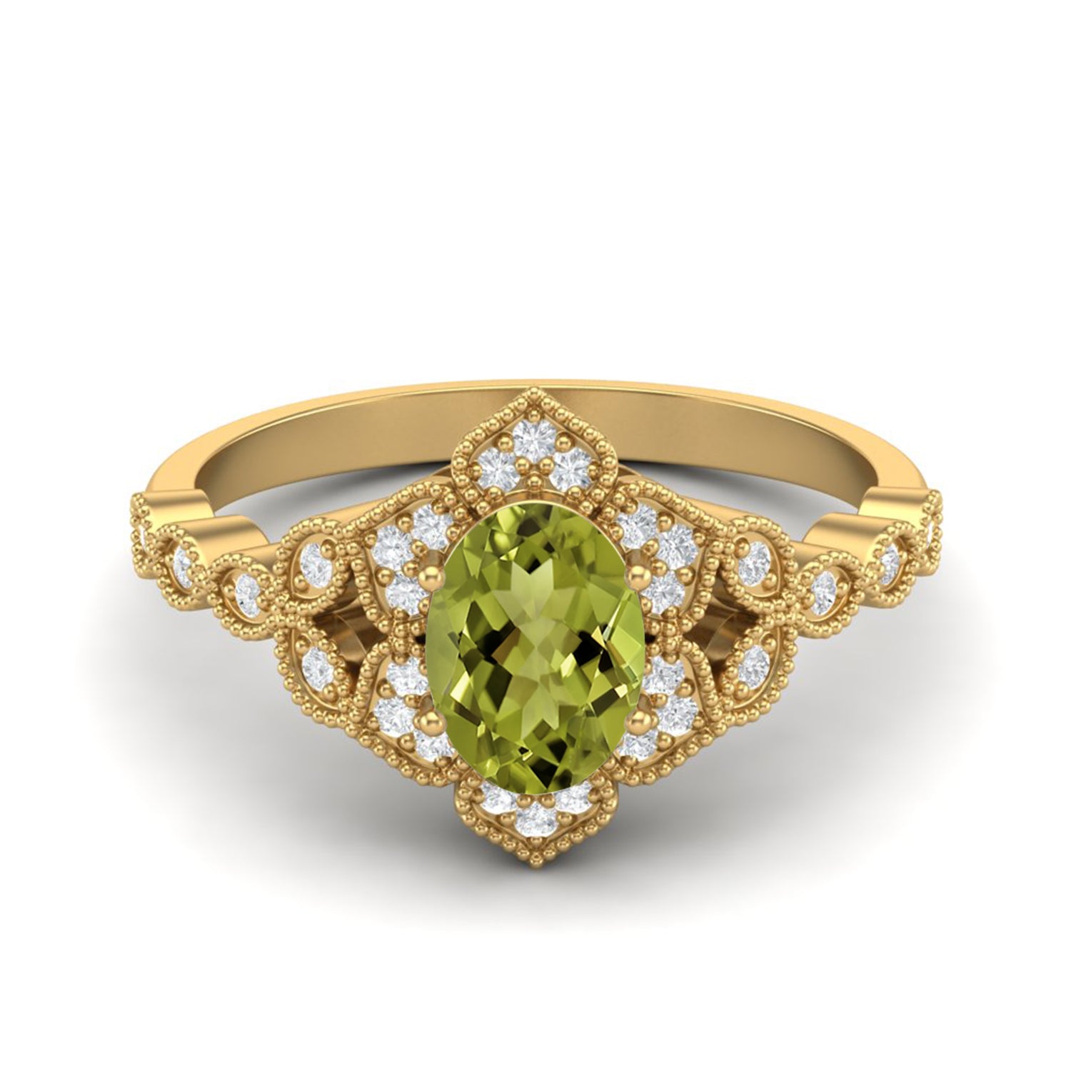 Anello vintage con alone reale in peridoto – Argento sterling