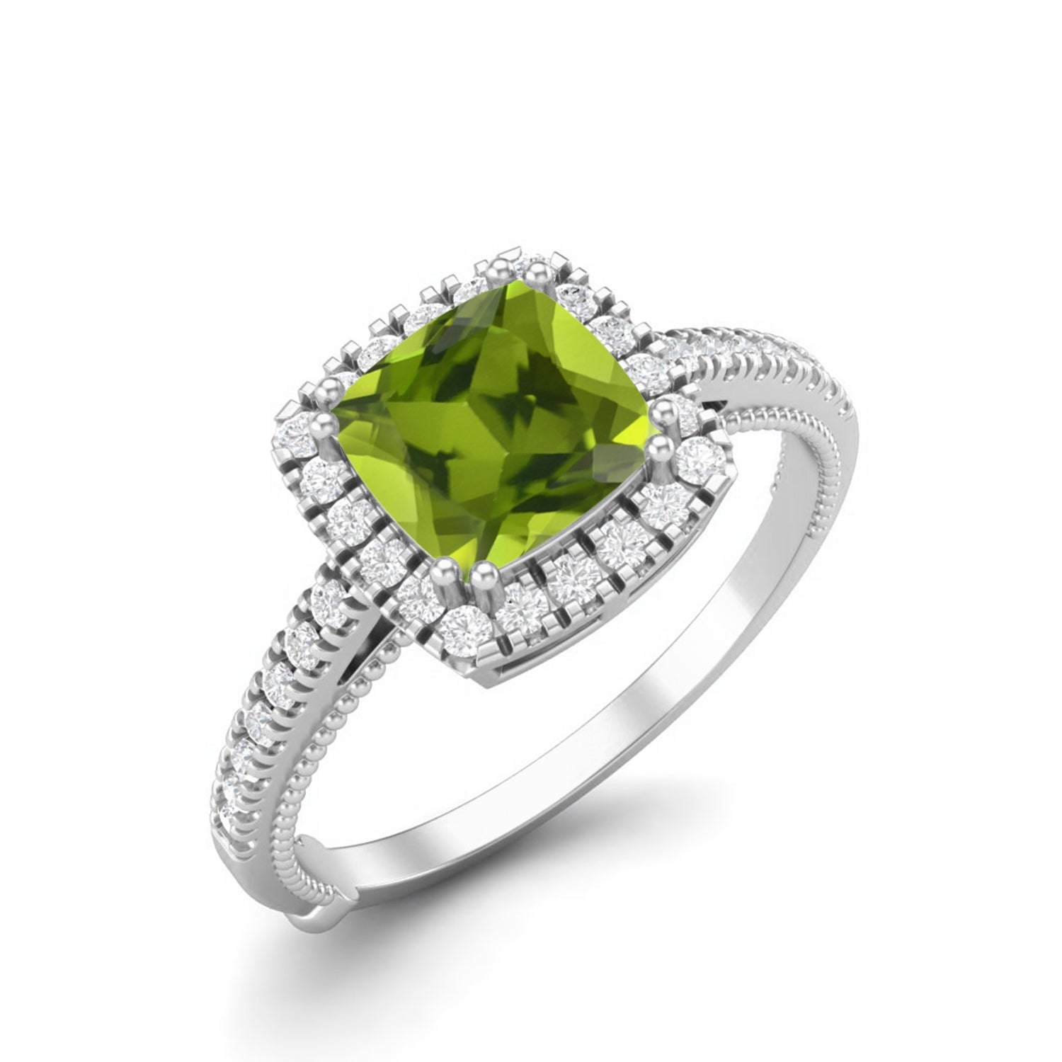 Anello con doppio alone di peridoto e design scintillante – Argento Sterling