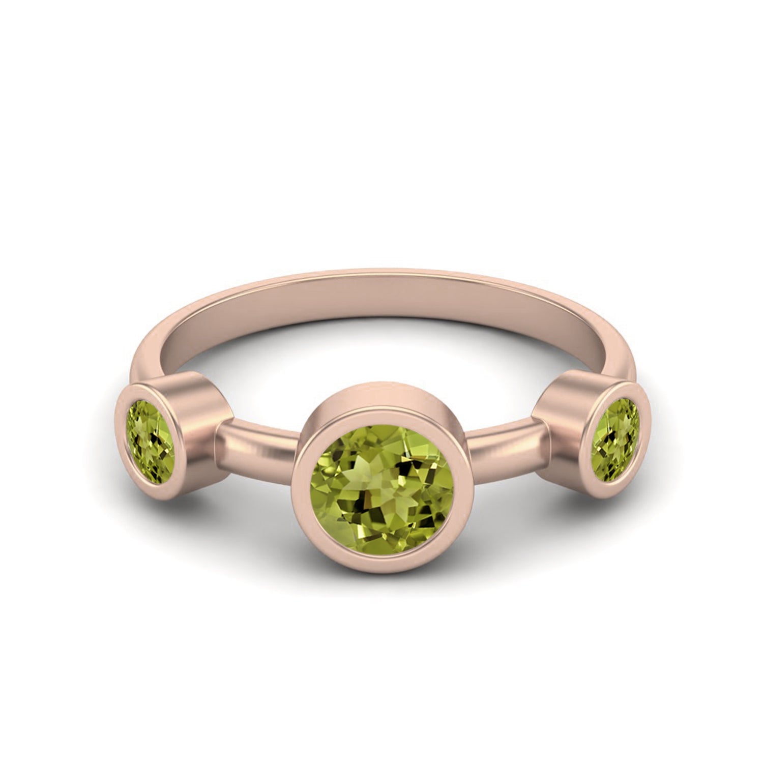 Anello moderno con castone a 3 pietre in peridoto – Argento Sterling
