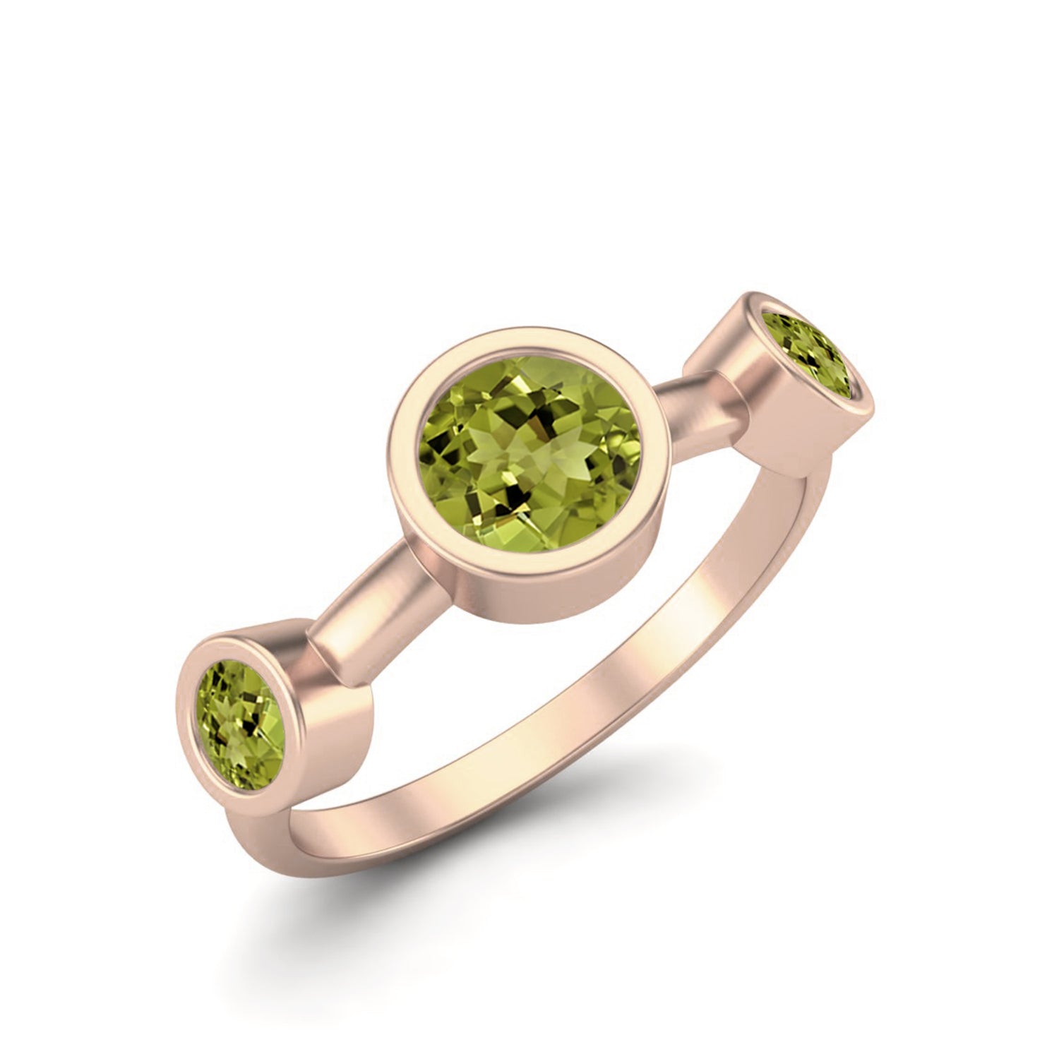 Anello moderno con castone a 3 pietre in peridoto – Argento Sterling