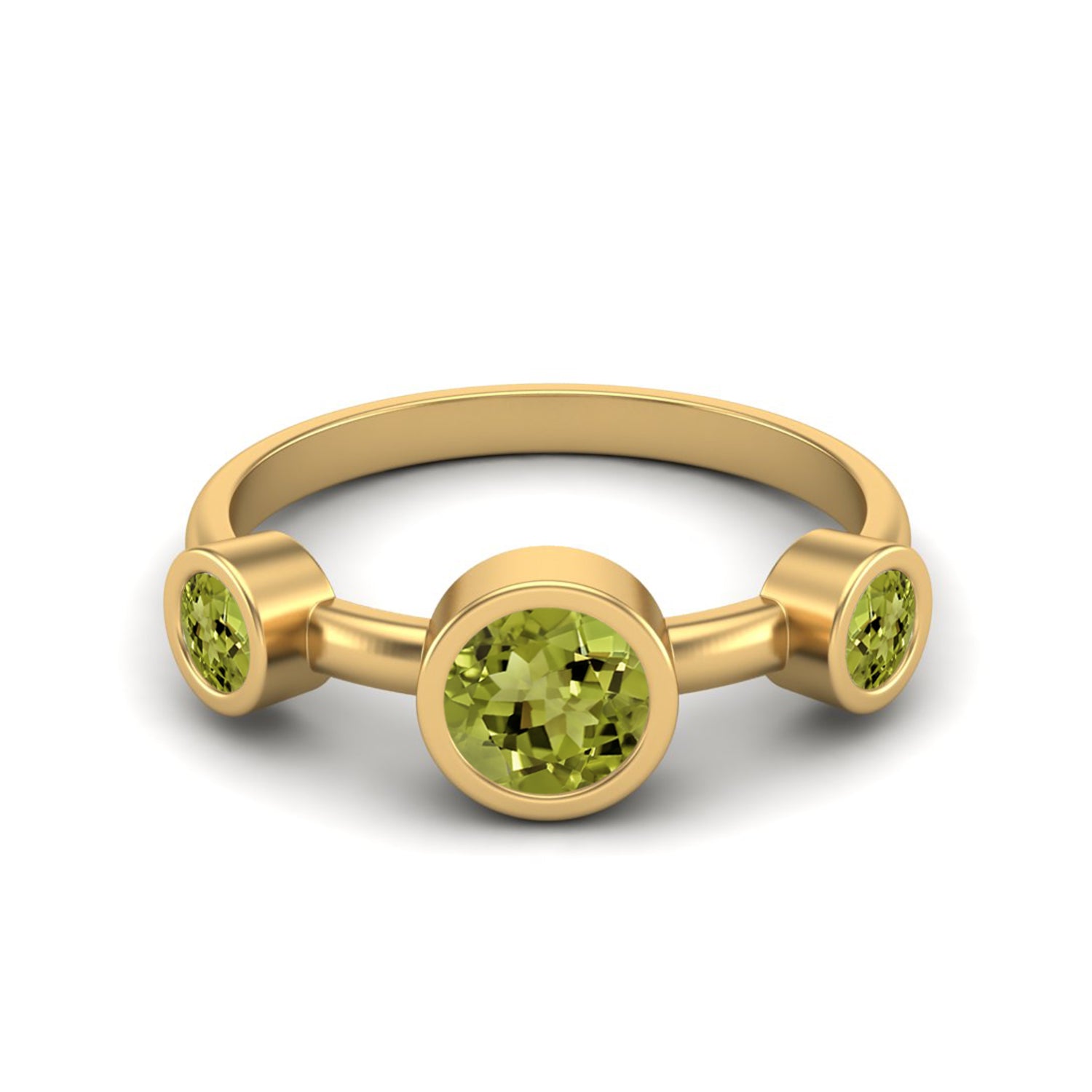 Anello moderno con castone a 3 pietre in peridoto – Argento Sterling