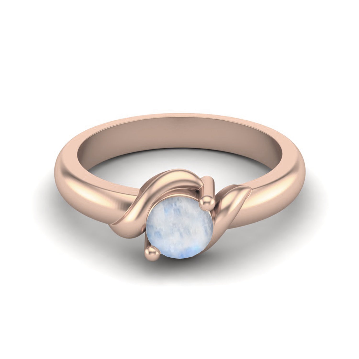 Moonstone Round Solitaire Ring – Sterling Silver