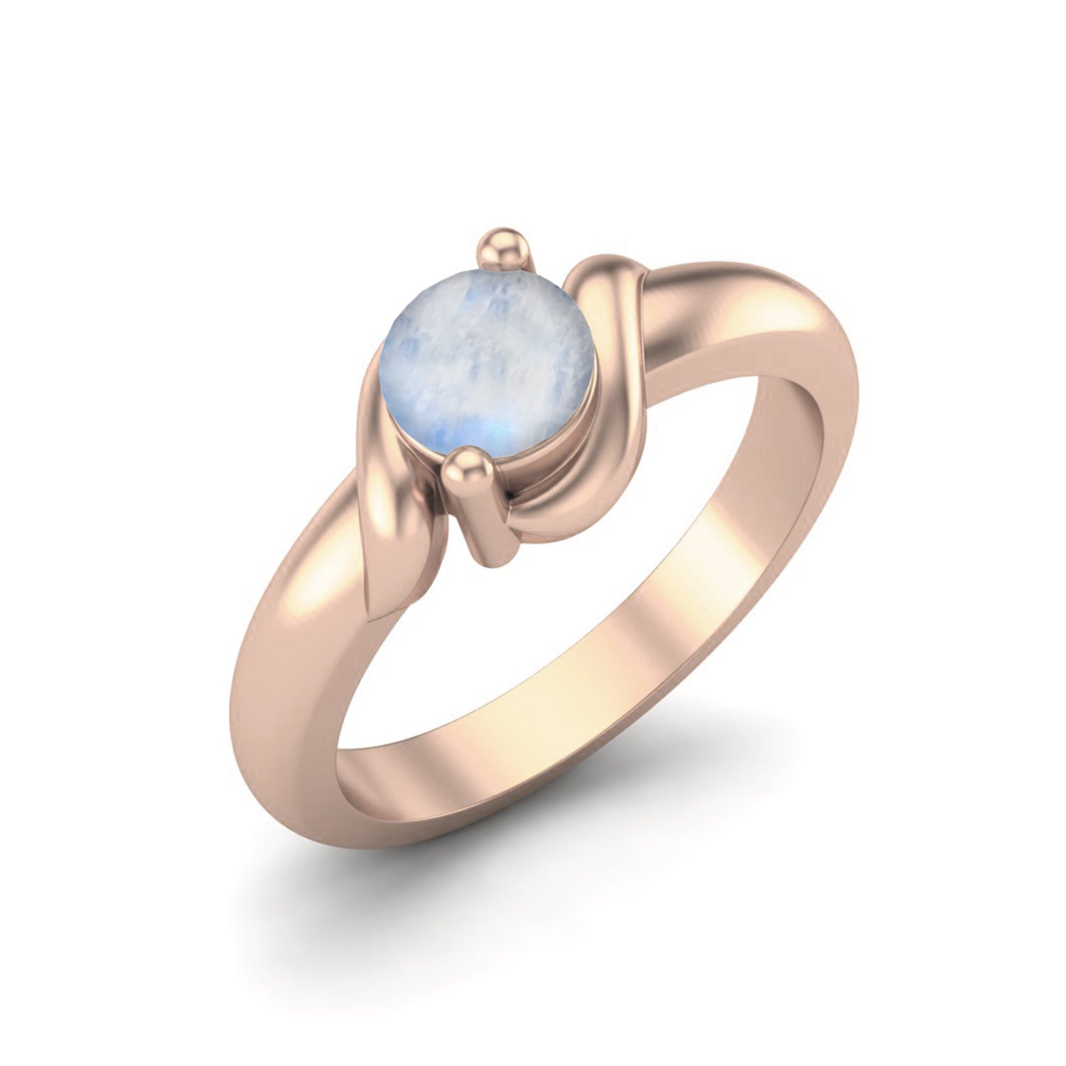 Moonstone Round Solitaire Ring – Sterling Silver