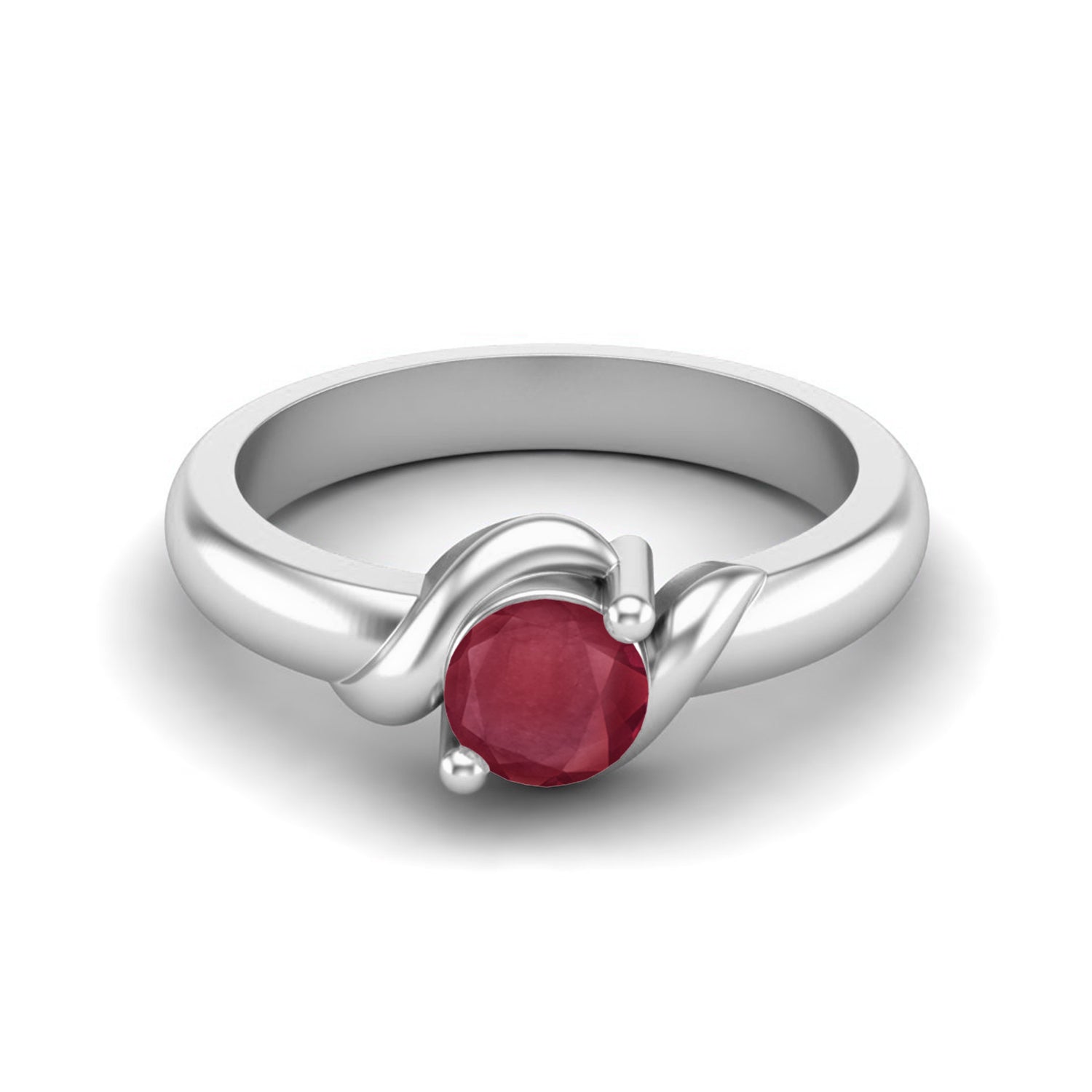Ruby 0.50 Ct Round Wave-Inspired Ring – 14k Yellow Gold