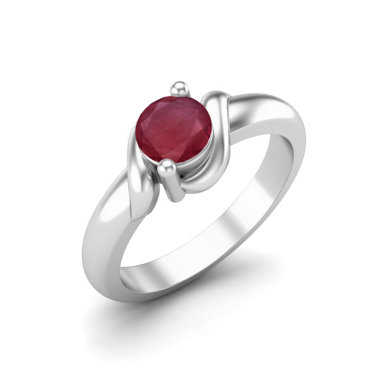 Ruby 0.50 Ct Round Wave-Inspired Ring – 14k Yellow Gold