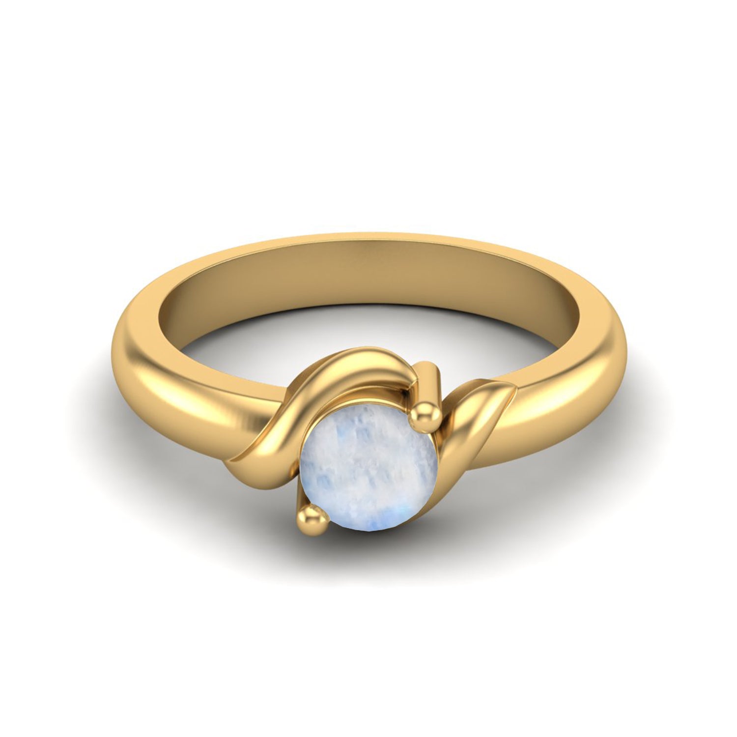 Moonstone Round Solitaire Ring – Sterling Silver