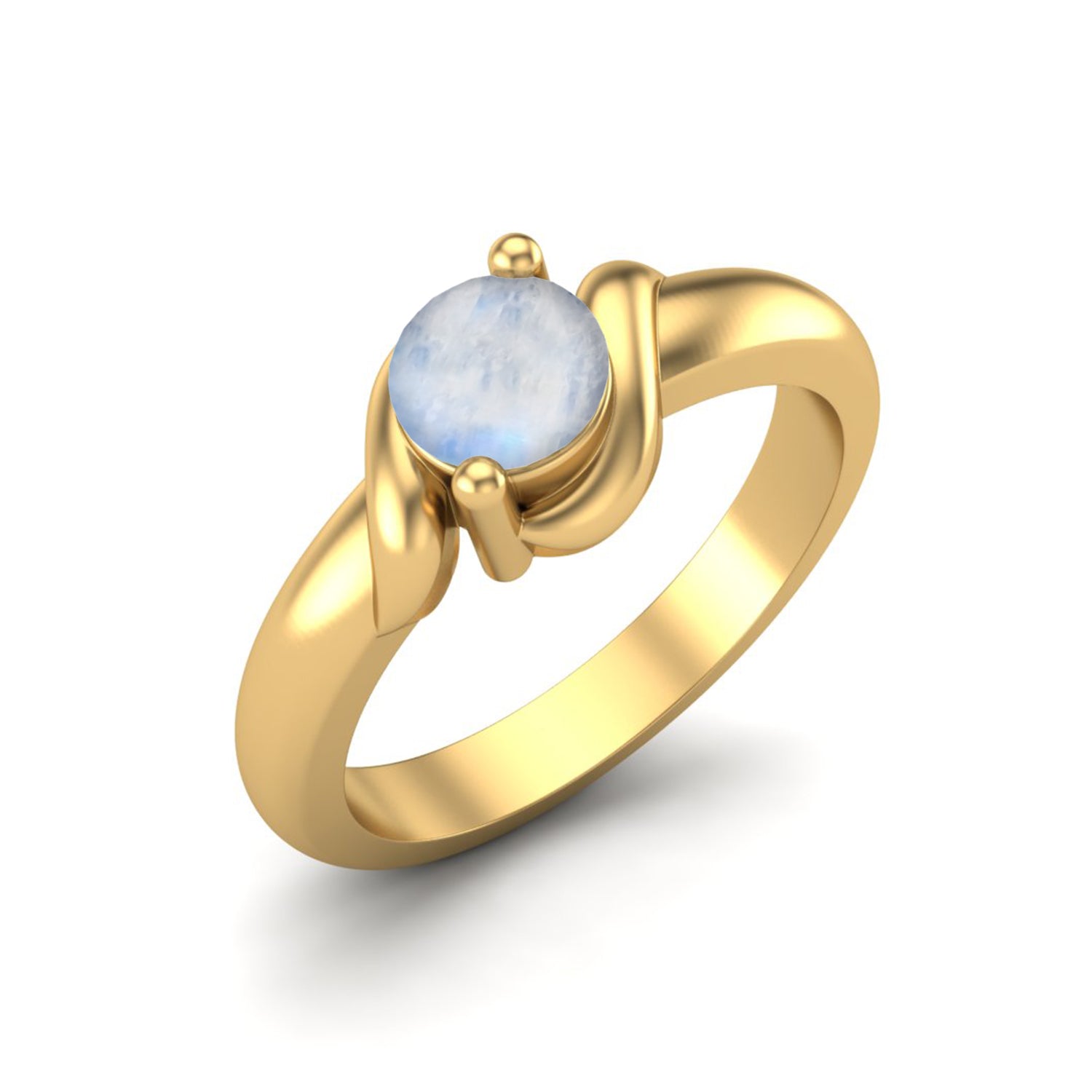 Moonstone Round Solitaire Ring – Sterling Silver