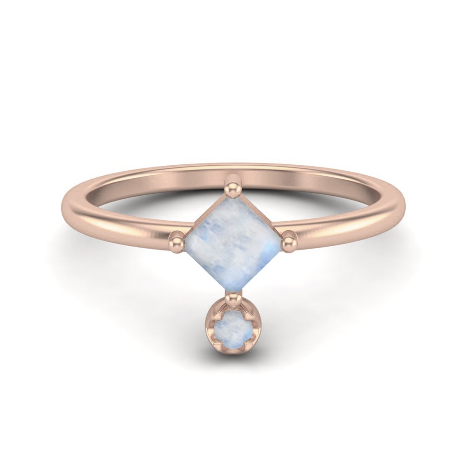 Moonstone Square Geometric Ring – Sterling Silver