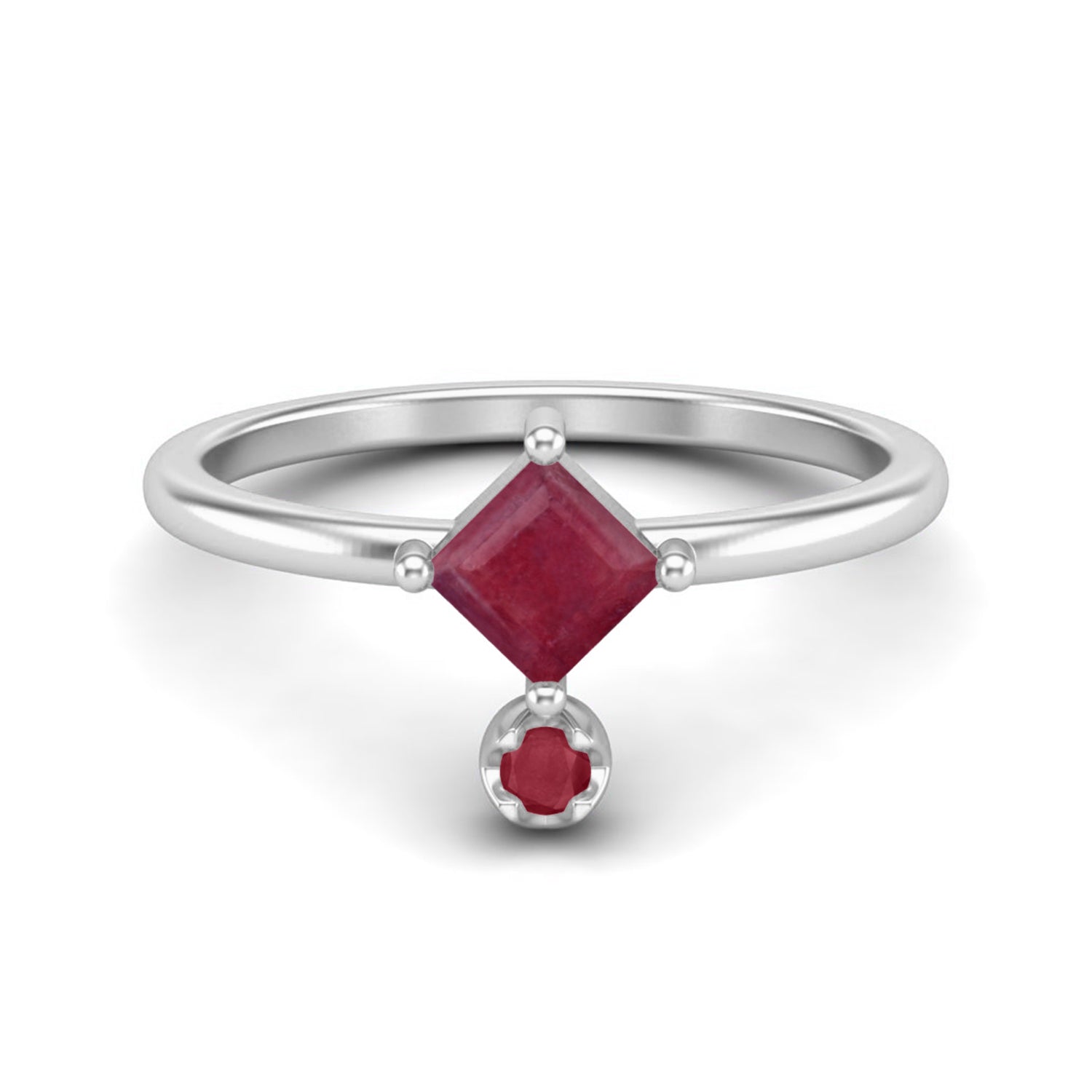 Ruby 0.60 Ct Square Modern Drop Ring – 14k Yellow Gold