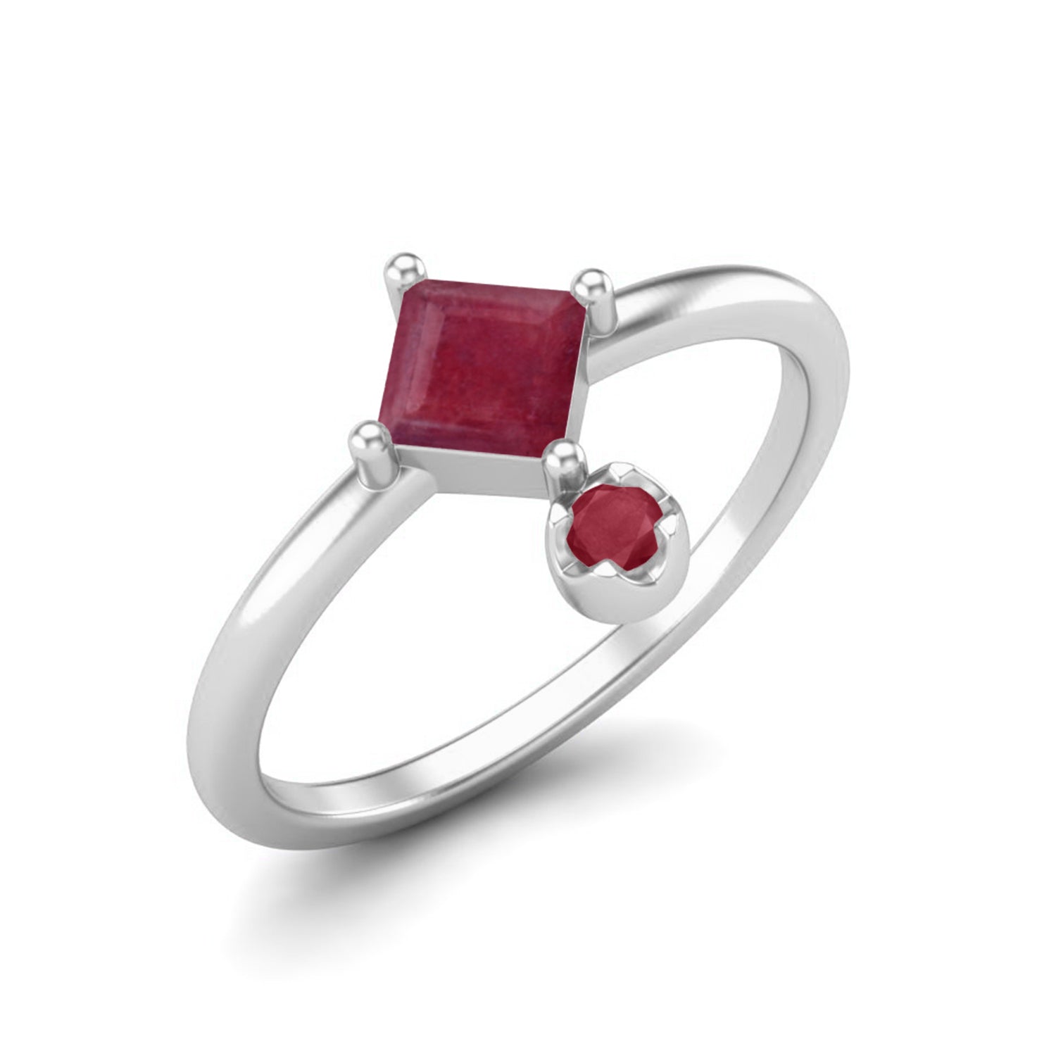 Ruby 0.60 Ct Square Modern Drop Ring – 14k Yellow Gold
