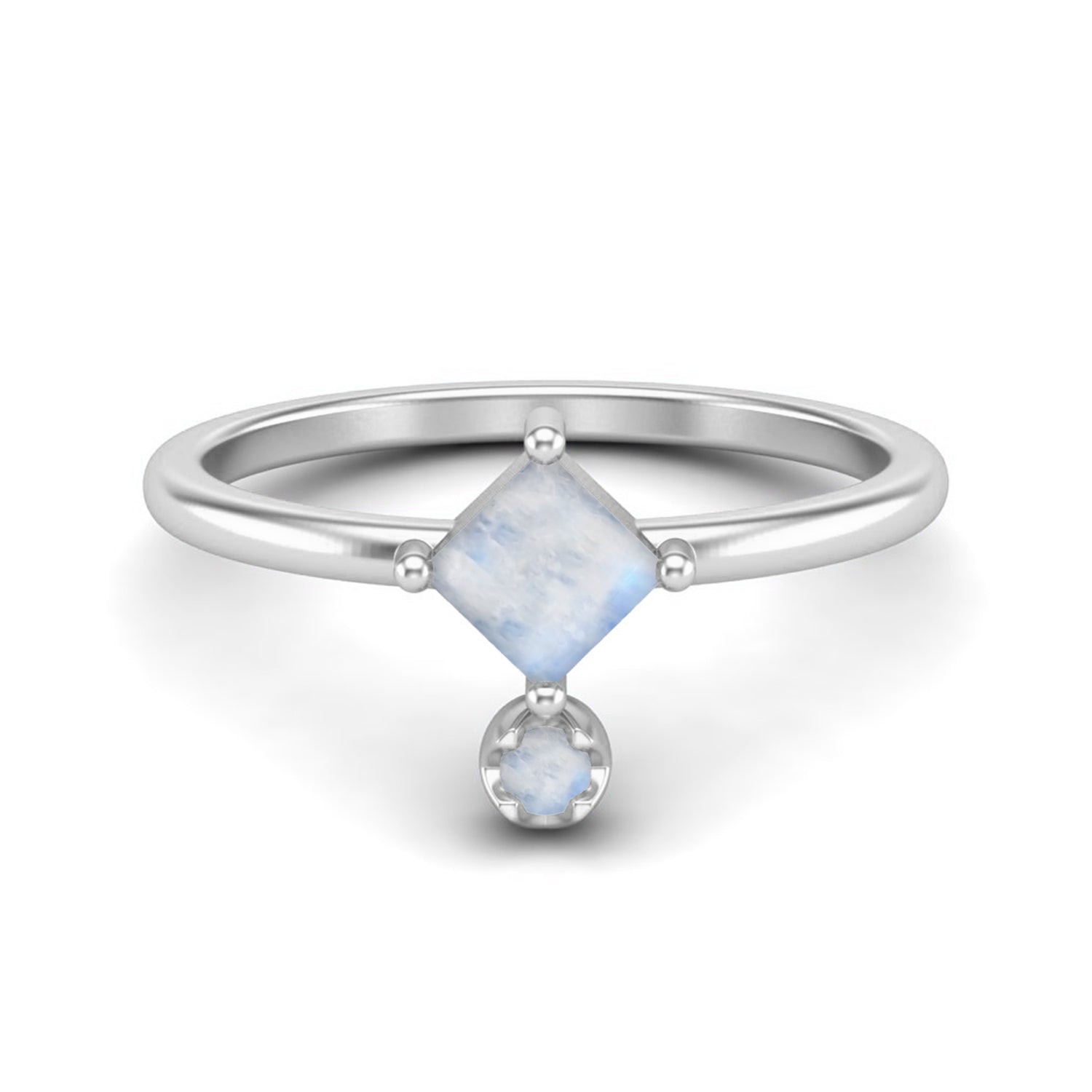 Moonstone Square Geometric Ring – Sterling Silver