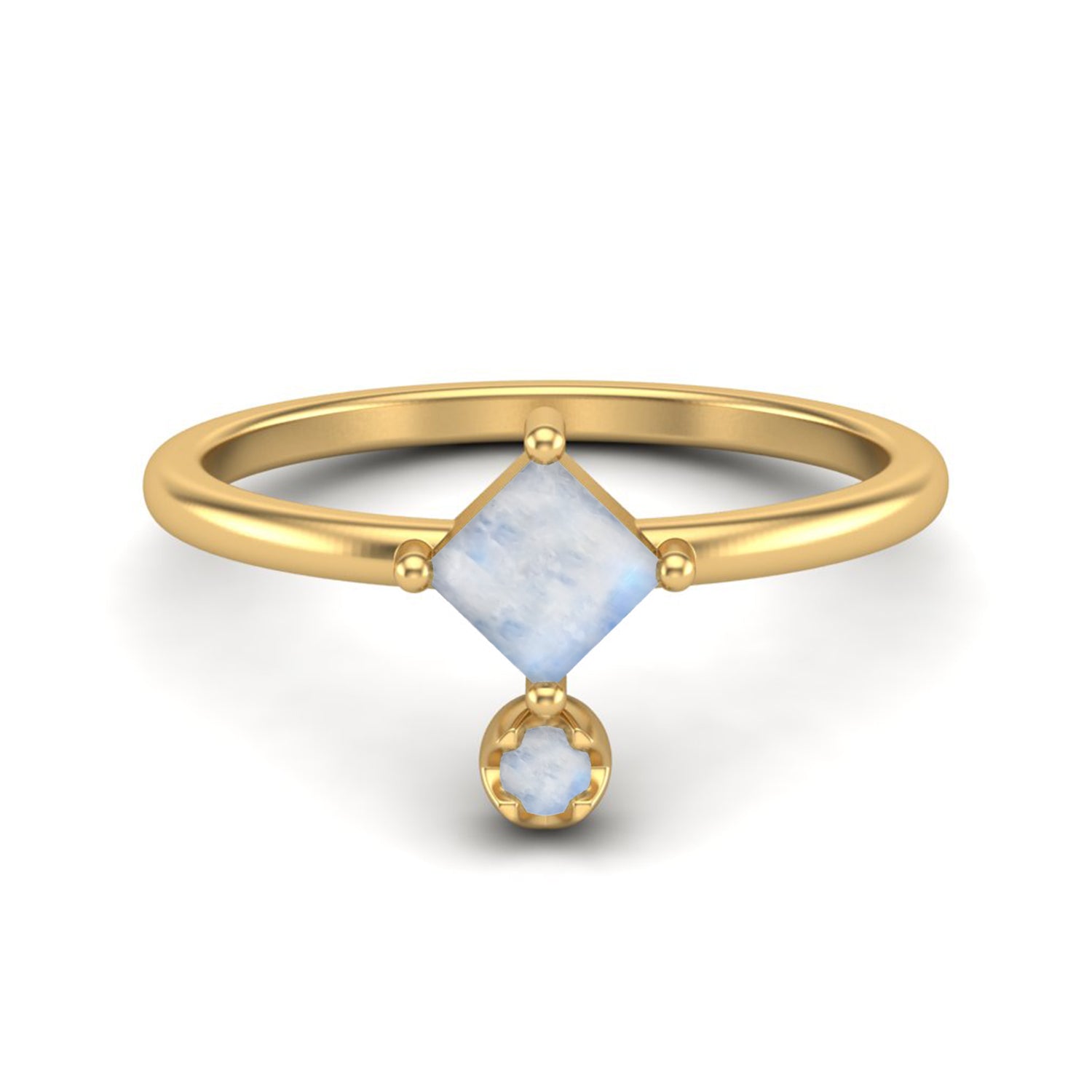 Moonstone Square Geometric Ring – Sterling Silver