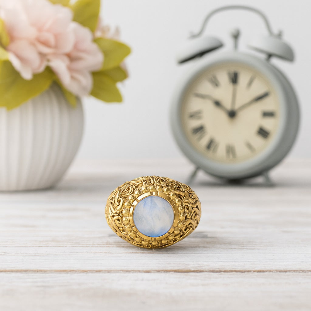 Moonstone Dome Design Cocktail Ring – Sterling Silver