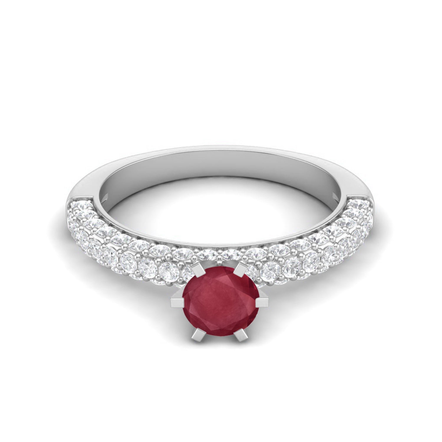 Ruby 0.50 Ct Round Pavé Band Ring – 14k Yellow Gold