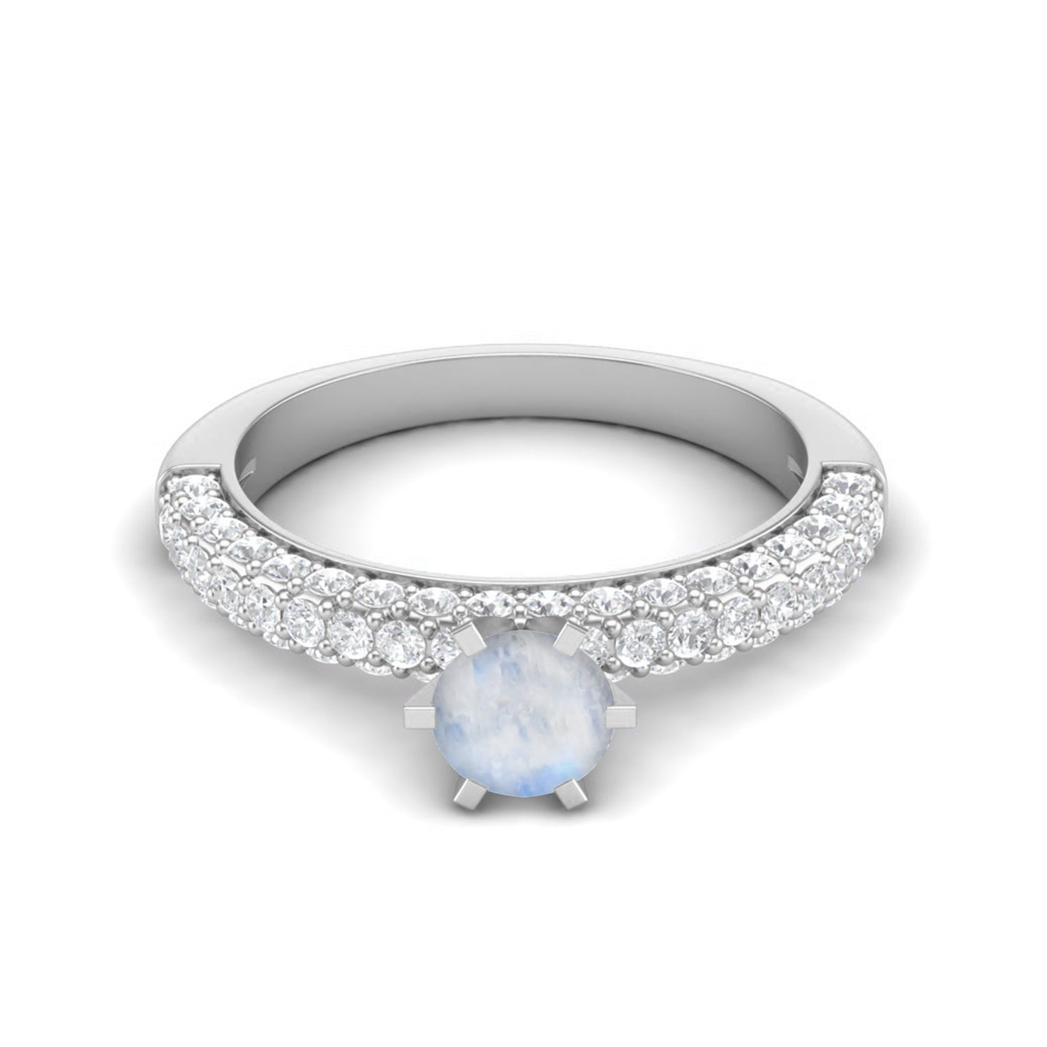 Moonstone Solitaire Ring – Sterling Silver