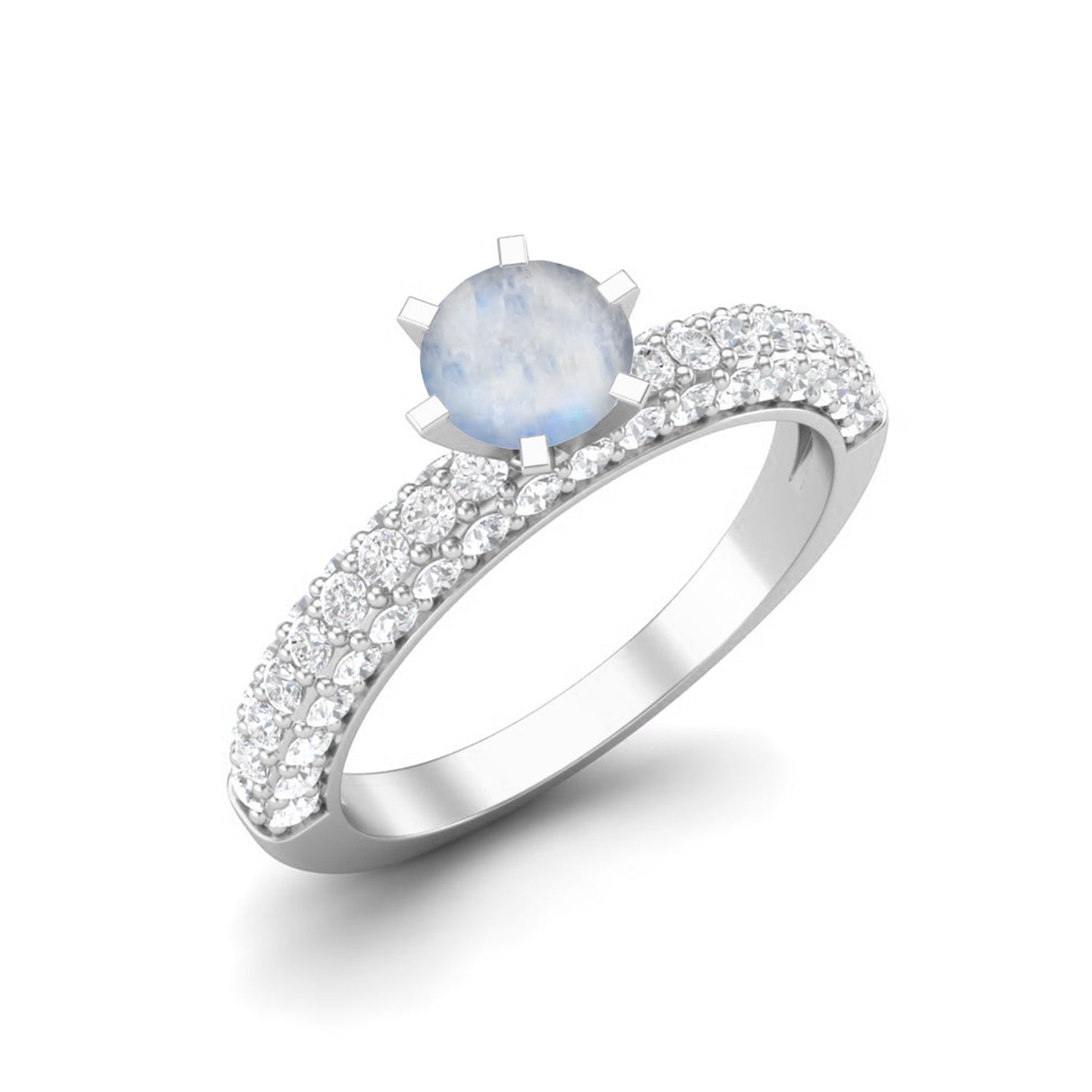 Moonstone Solitaire Ring – Sterling Silver