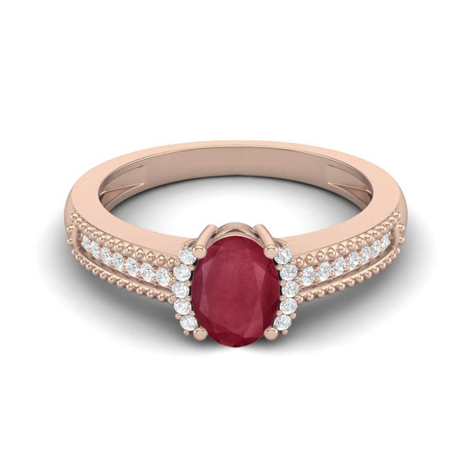 Ruby 1.00 Ct Oval Vintage Inspired Ring – 14k Yellow Gold