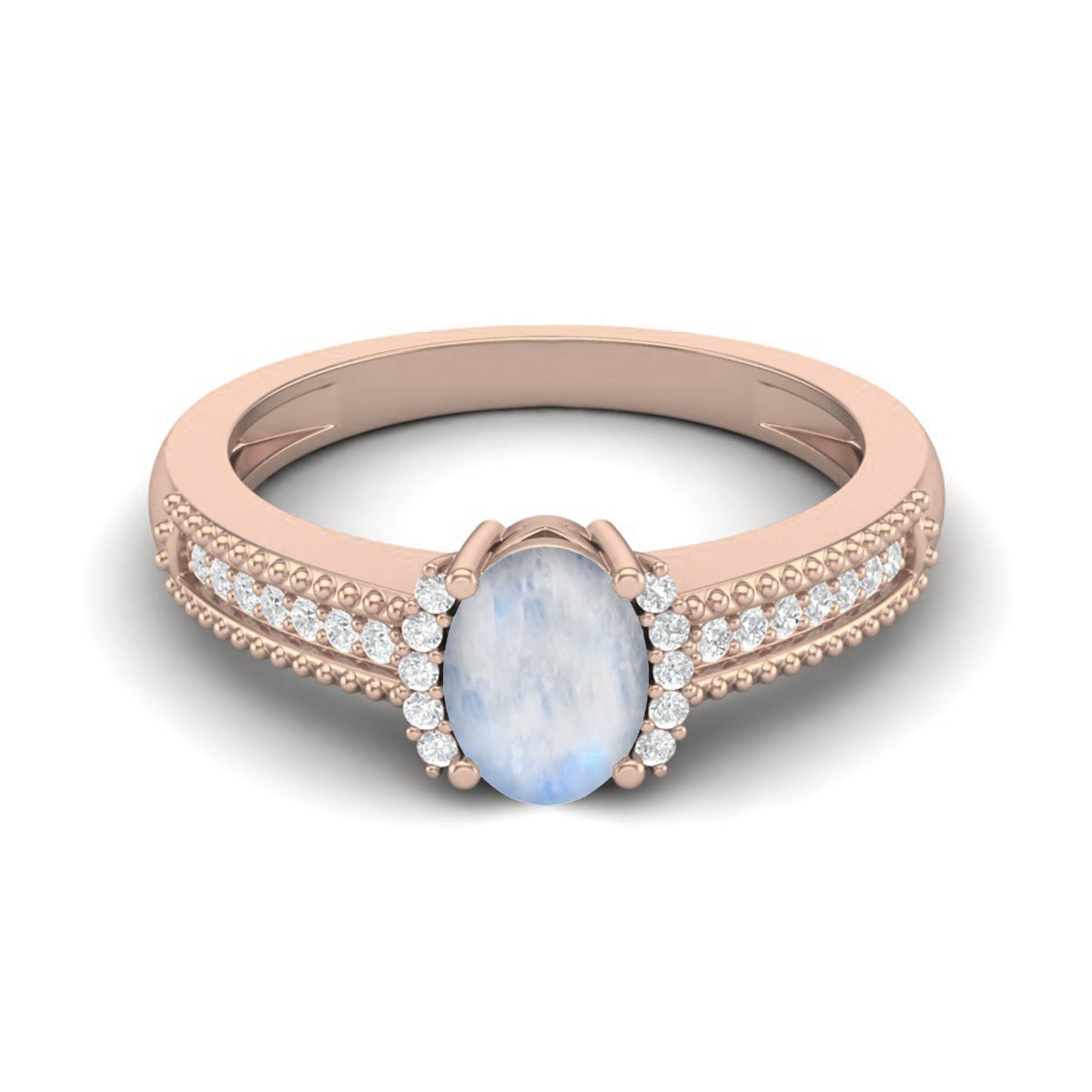 Moonstone Oval Solitaire Ring – Sterling Silver