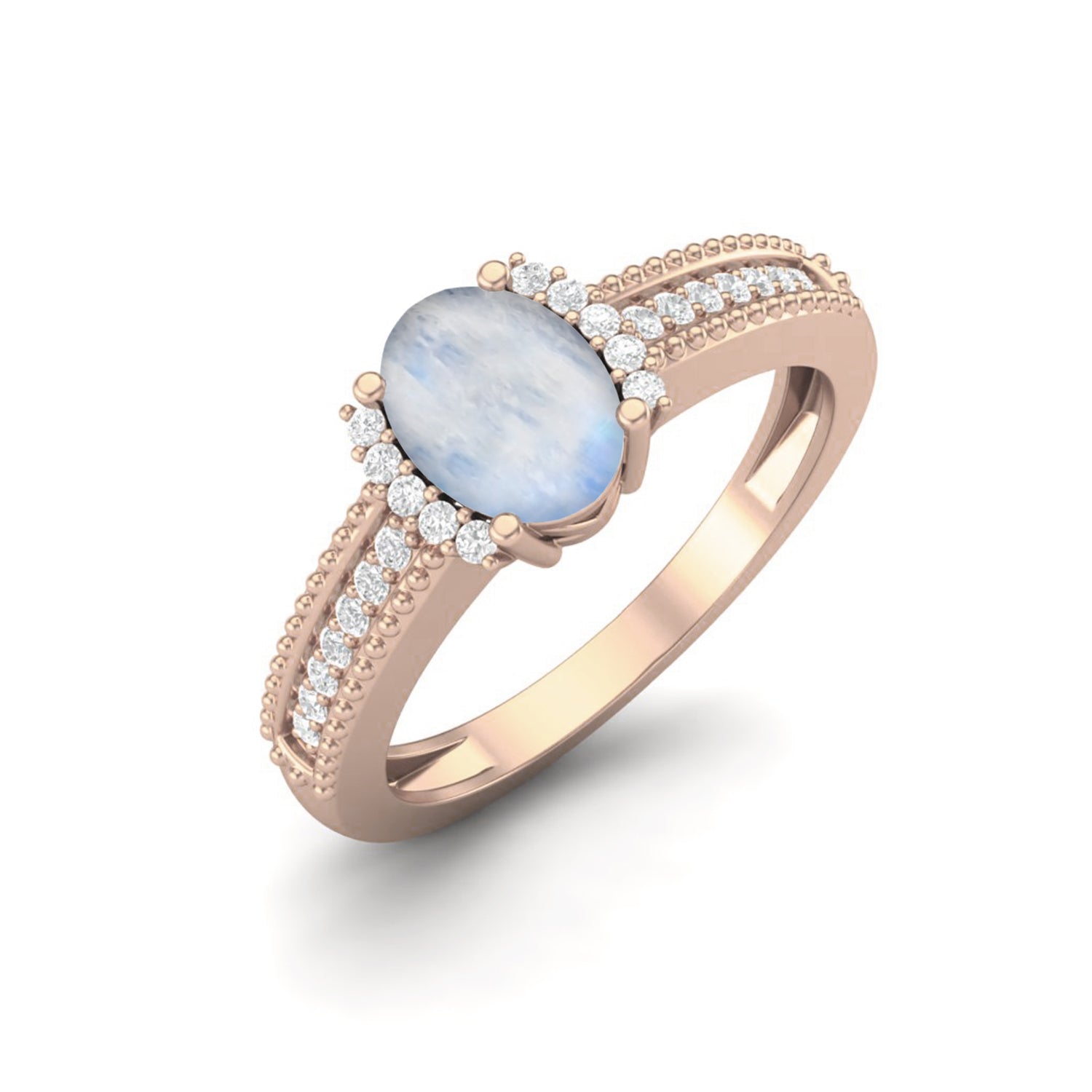 Moonstone Oval Solitaire Ring – Sterling Silver