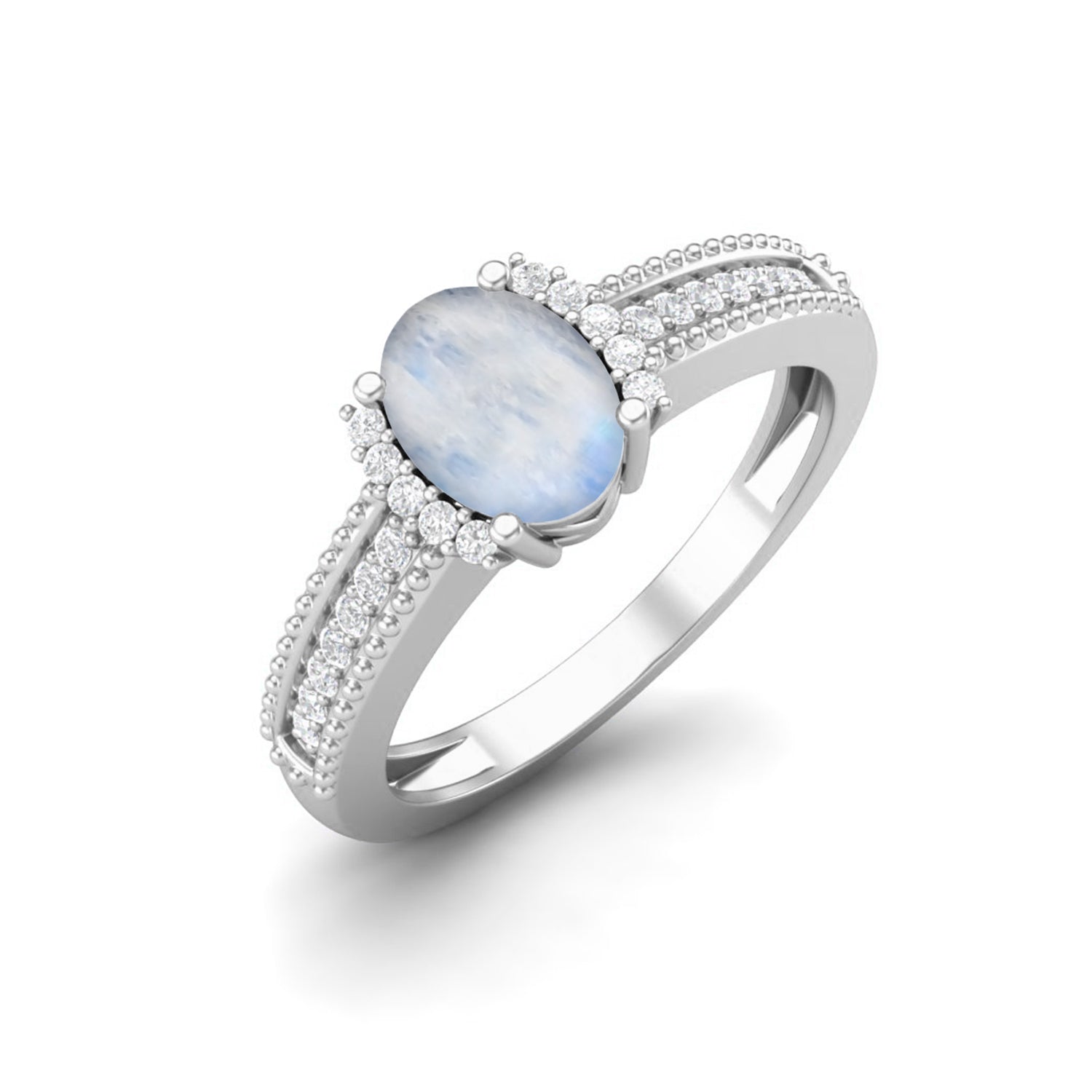 Moonstone Oval Solitaire Ring – Sterling Silver