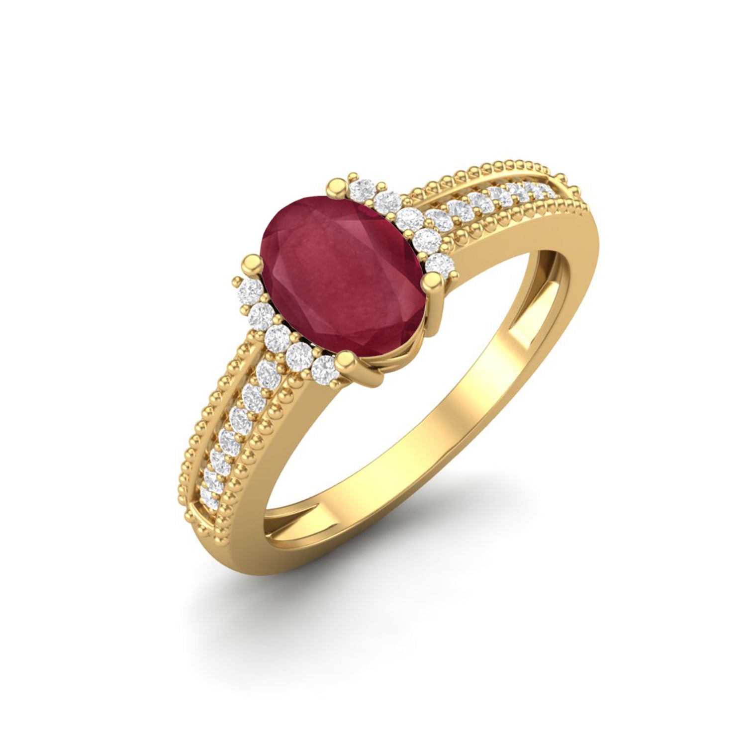 Ruby 1.00 Ct Oval Vintage Inspired Ring – 14k Yellow Gold