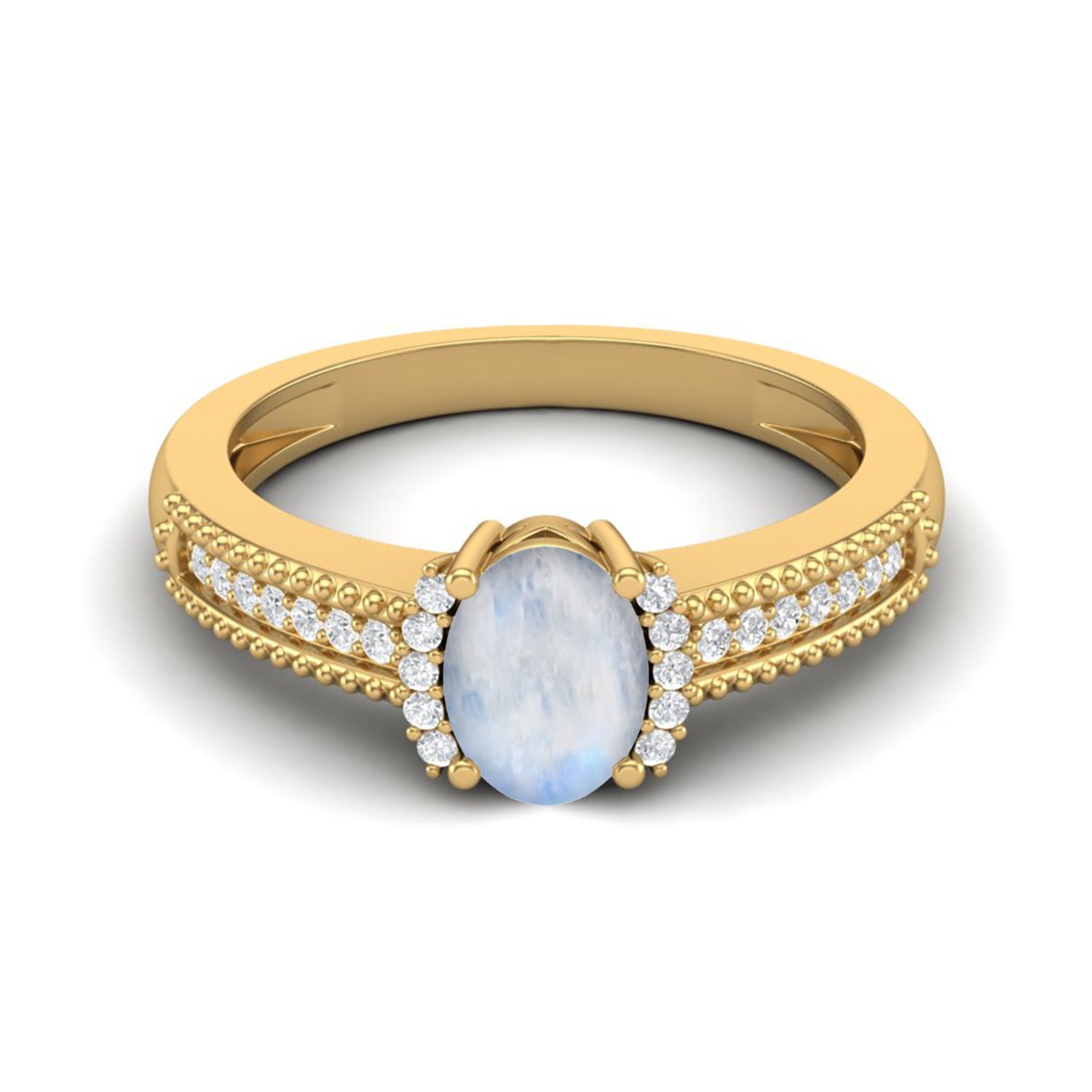 Moonstone Oval Solitaire Ring – Sterling Silver