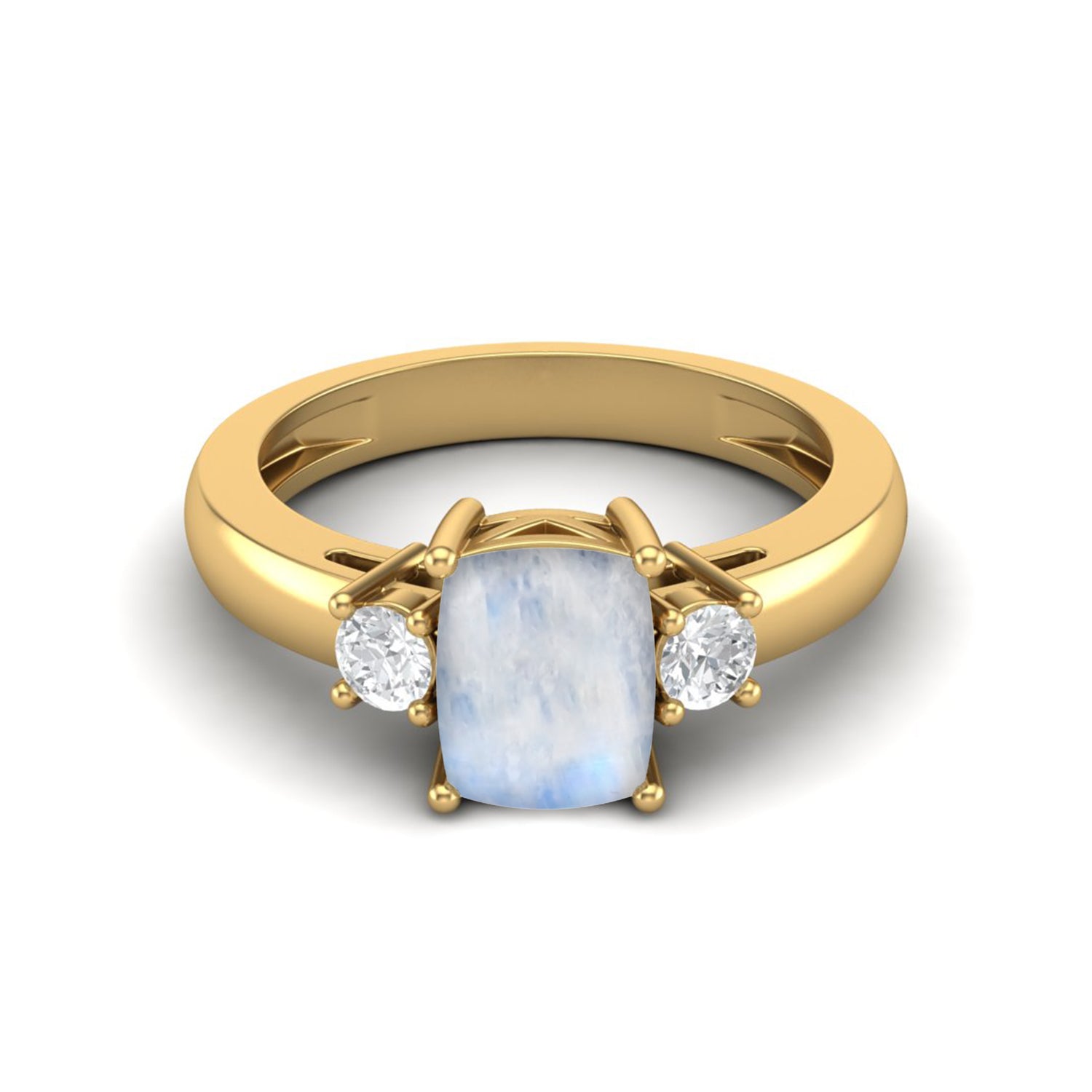 Moonstone Classic Three-Stone Design Ring - Sterling Silver