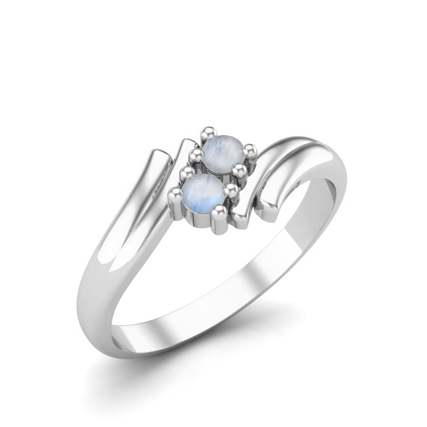 Moonstone Twin Bypass Ring - Sterling Silver